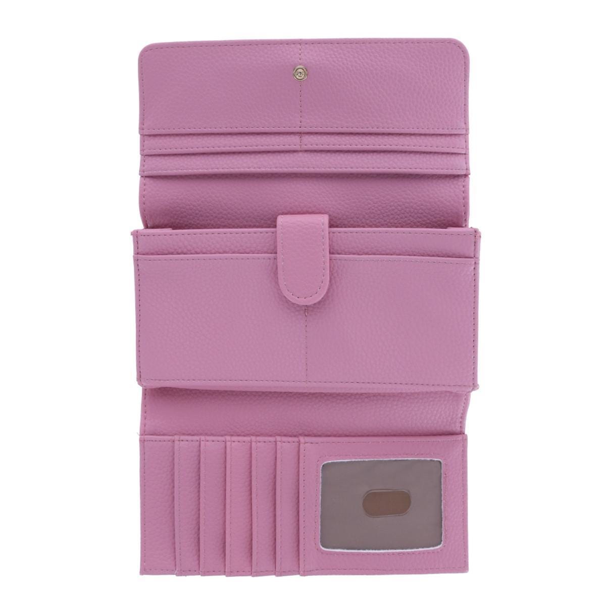 Buxton Women's Solid Colored Premium Faux Leather Bianca Clutch Wallet - Mauve