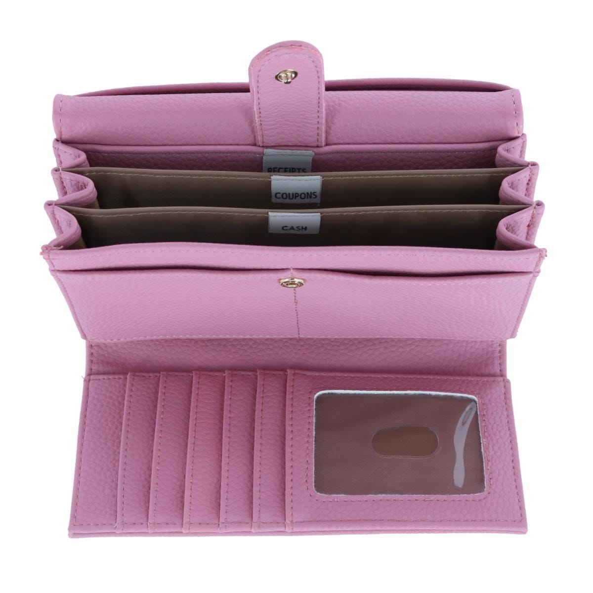 Buxton Women's Solid Colored Premium Faux Leather Bianca Clutch Wallet - Mauve