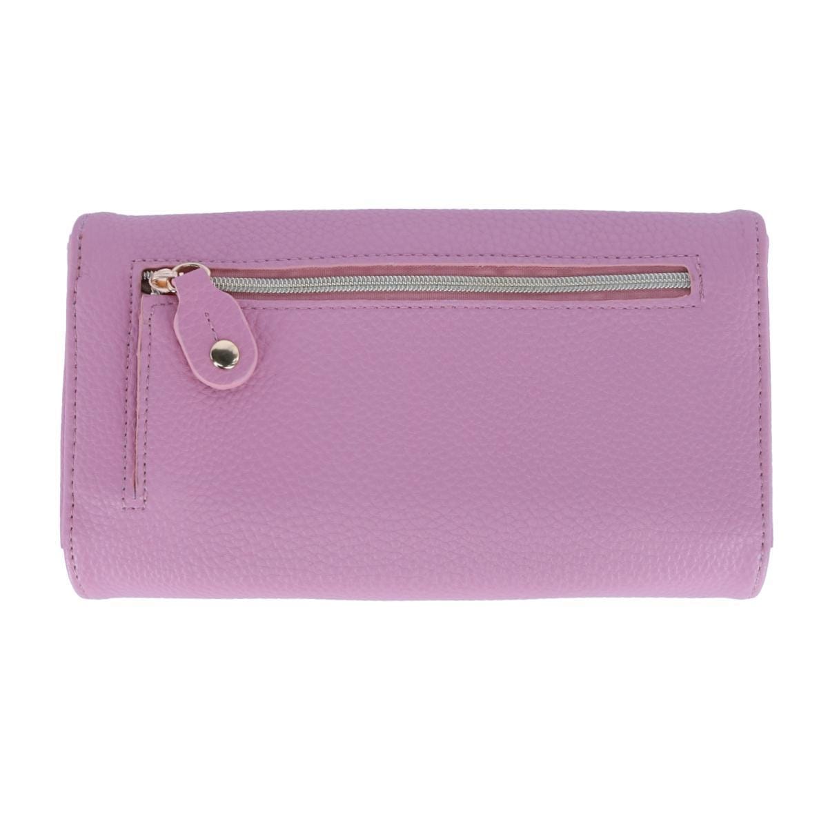 Buxton Women's Solid Colored Premium Faux Leather Bianca Clutch Wallet - Mauve