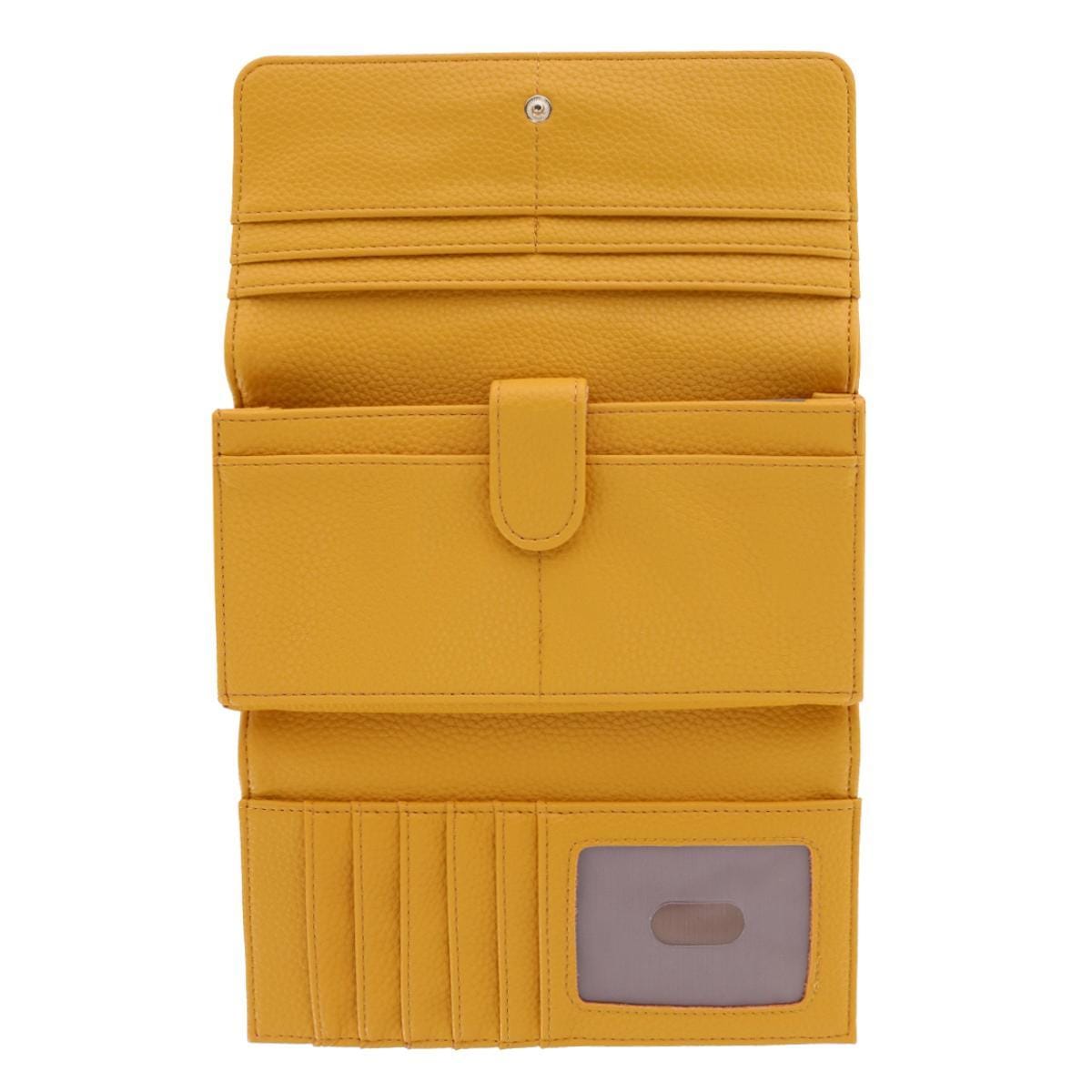 Buxton Women's Solid Colored Premium Faux Leather Bianca Clutch Wallet - Mustard