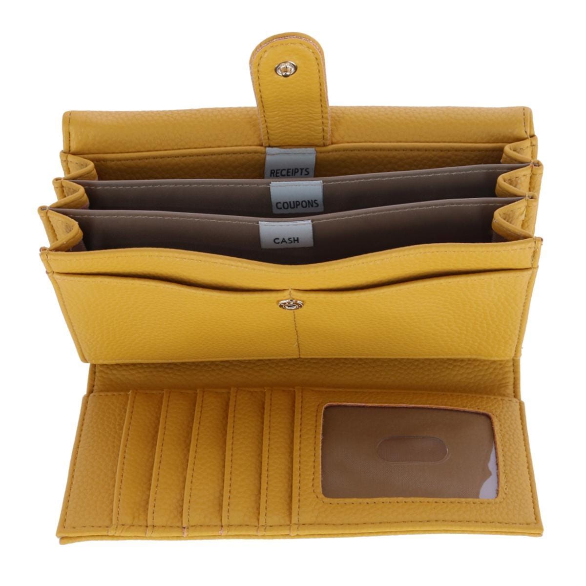 Buxton Women's Solid Colored Premium Faux Leather Bianca Clutch Wallet - Mustard