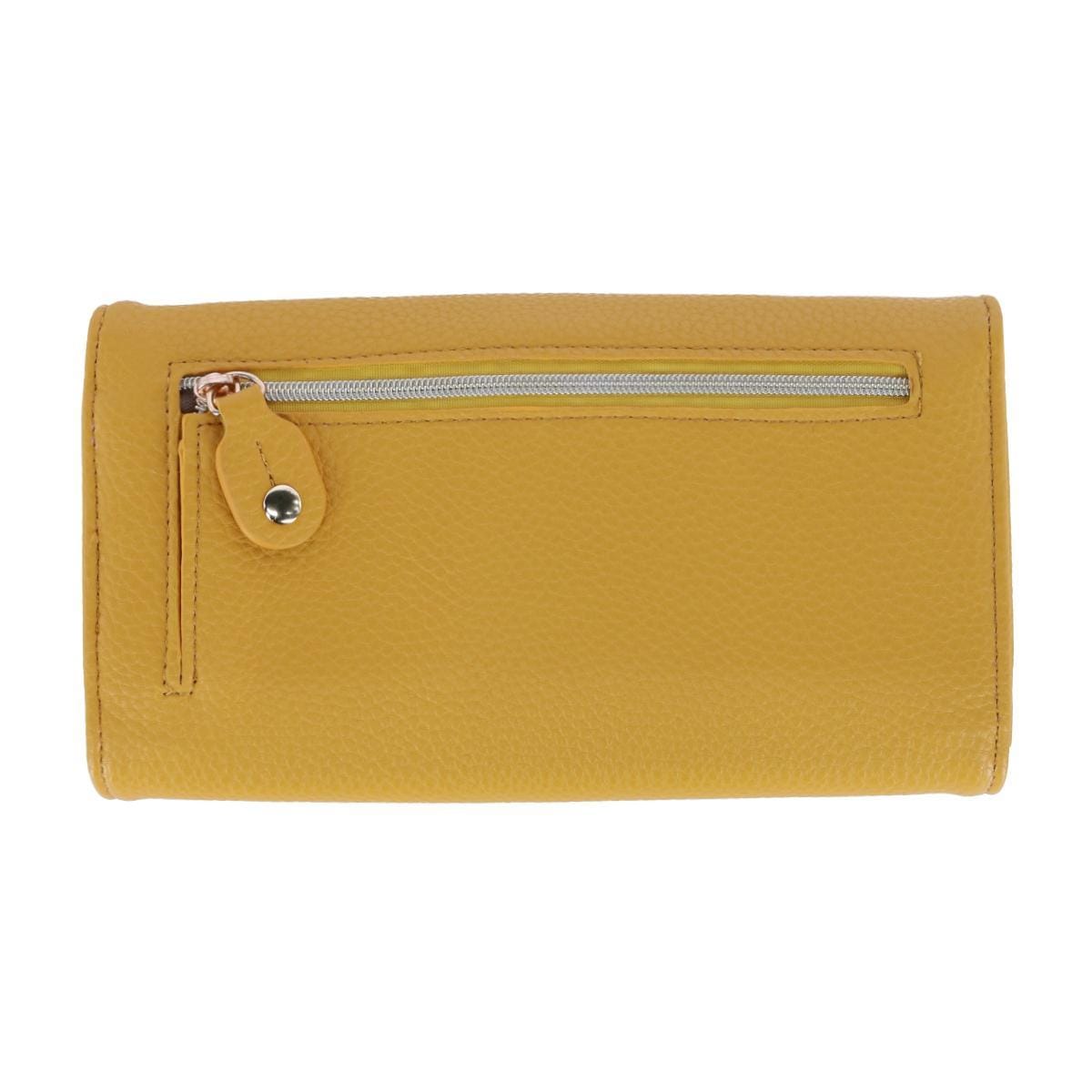 Buxton Women's Solid Colored Premium Faux Leather Bianca Clutch Wallet - Mustard
