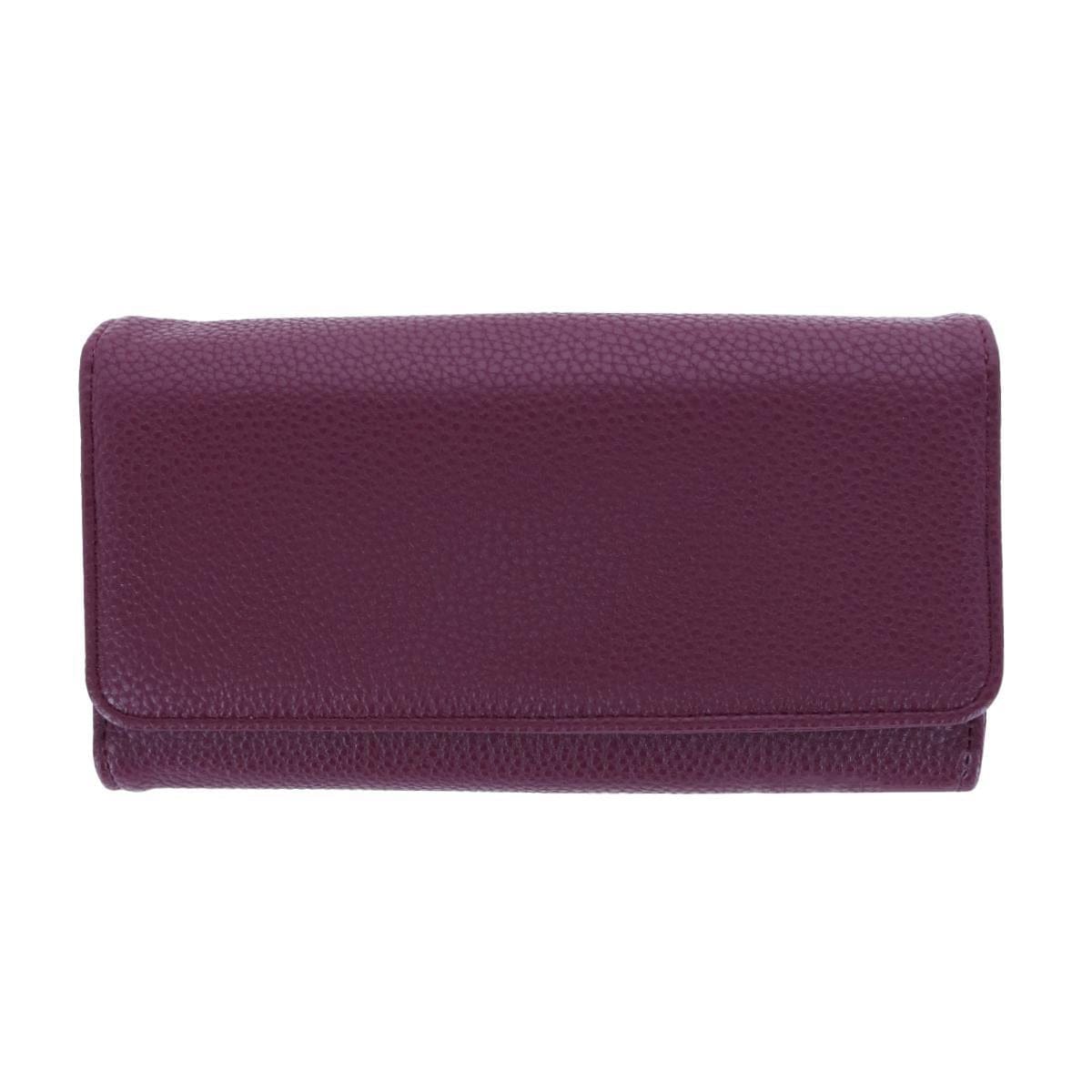 Buxton Women's Solid Colored Premium Faux Leather Bianca Clutch Wallet - Oxblood