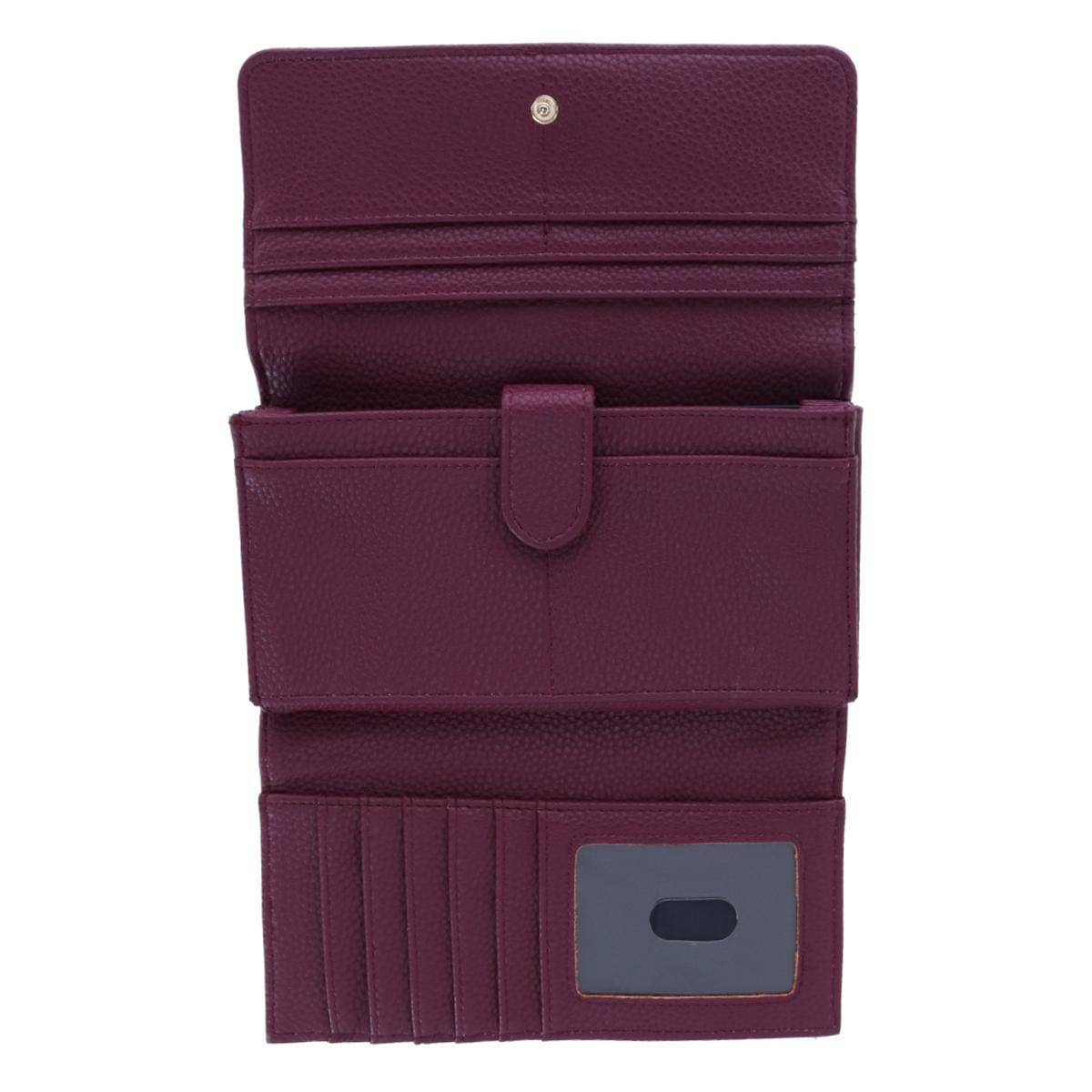 Buxton Women's Solid Colored Premium Faux Leather Bianca Clutch Wallet - Oxblood