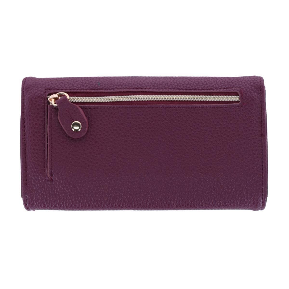 Buxton Women's Solid Colored Premium Faux Leather Bianca Clutch Wallet - Oxblood