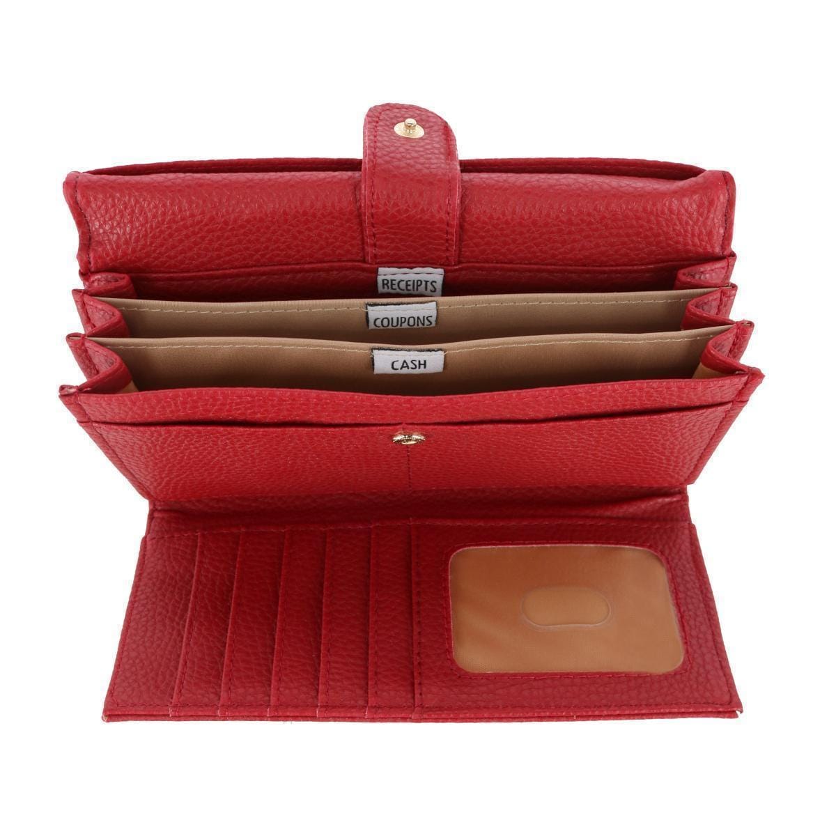 Buxton Women's Solid Colored Premium Faux Leather Bianca Clutch Wallet - Red