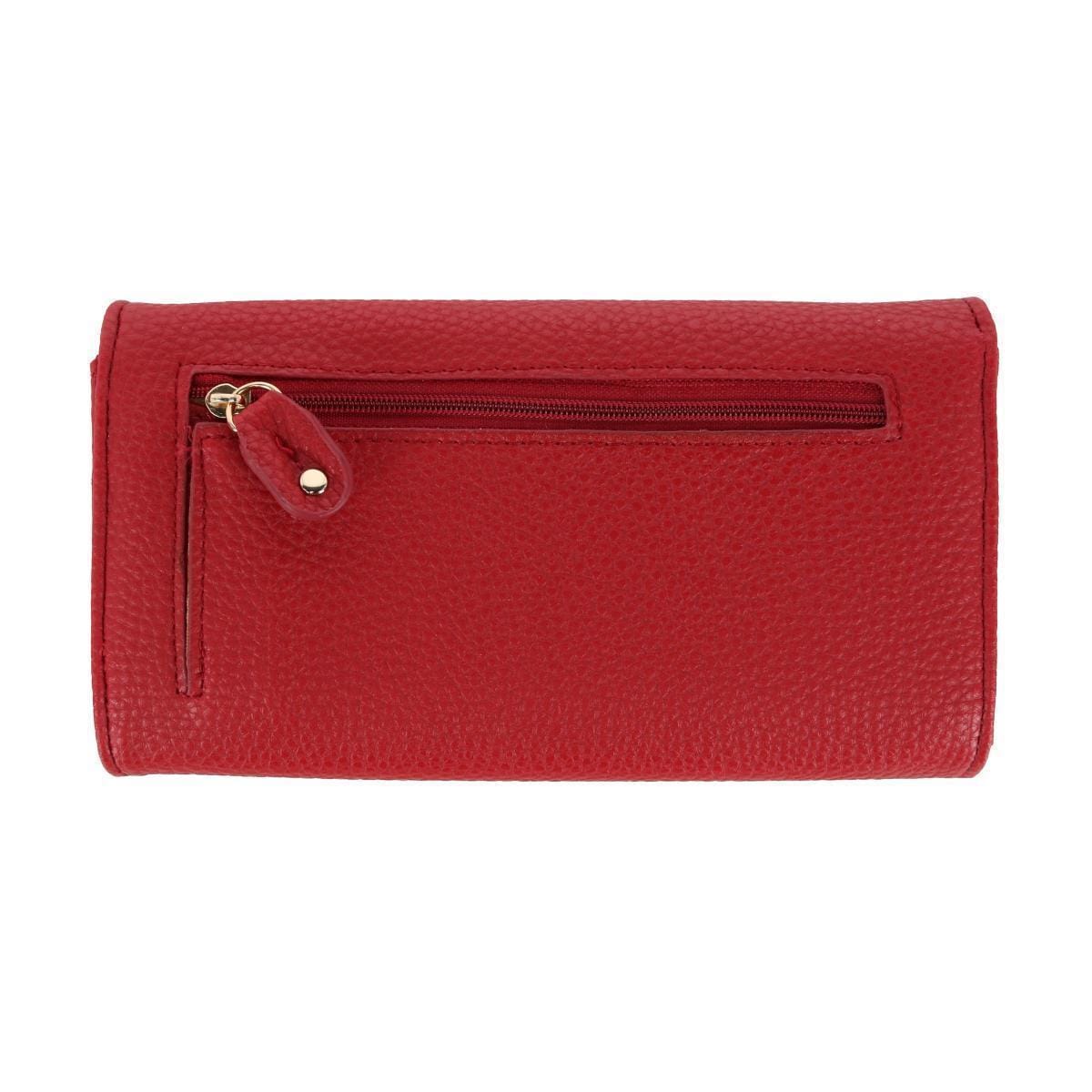Buxton Women's Solid Colored Premium Faux Leather Bianca Clutch Wallet - Red