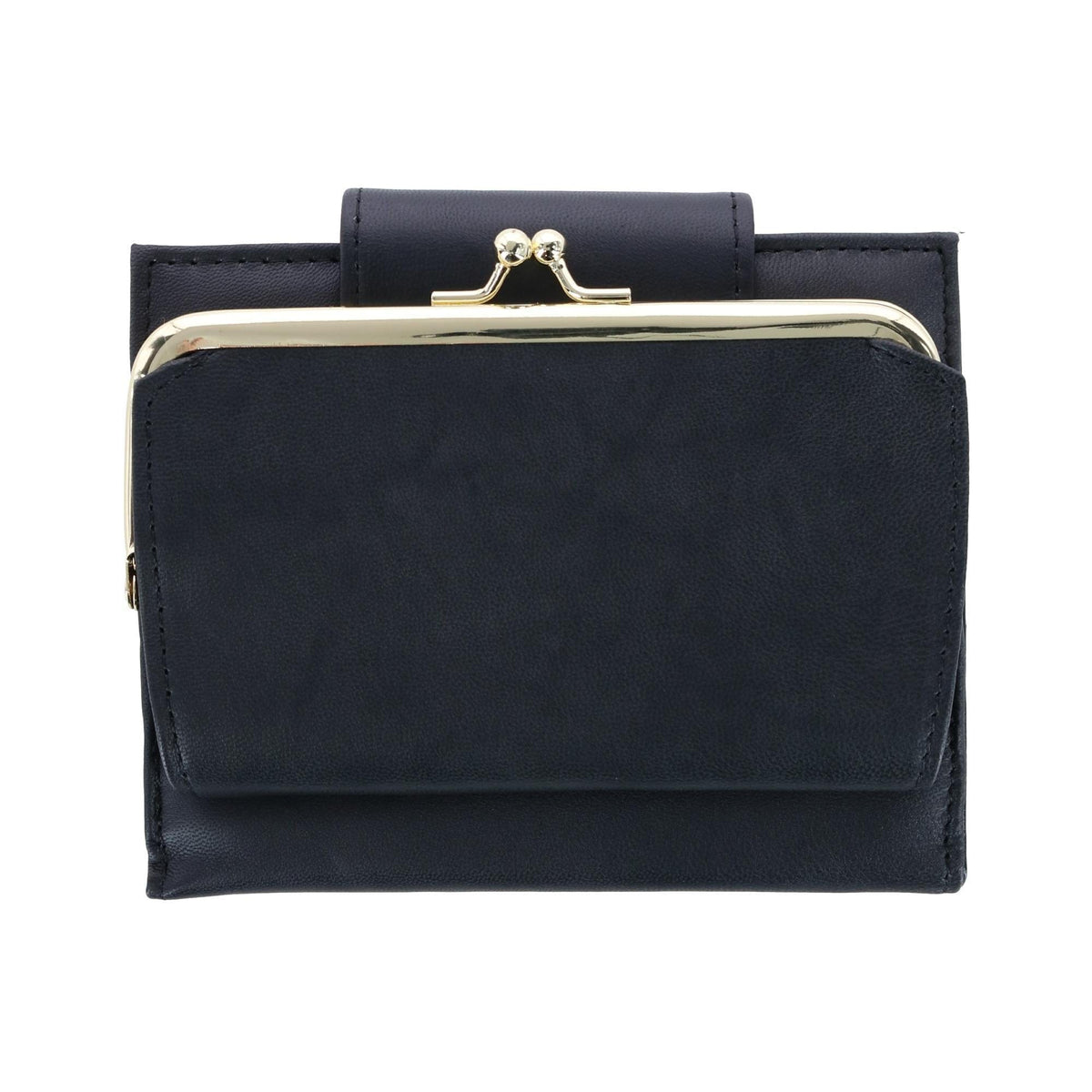 Buxton Women's Leather Attache Clutch Cardex Wallet and Coin Purse - Black
