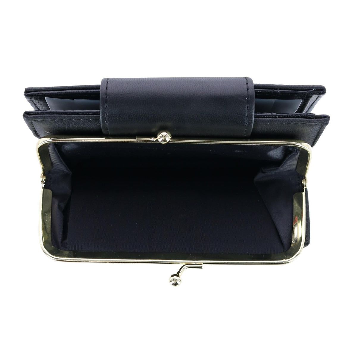 Buxton Women's Leather Attache Clutch Cardex Wallet and Coin Purse - Black