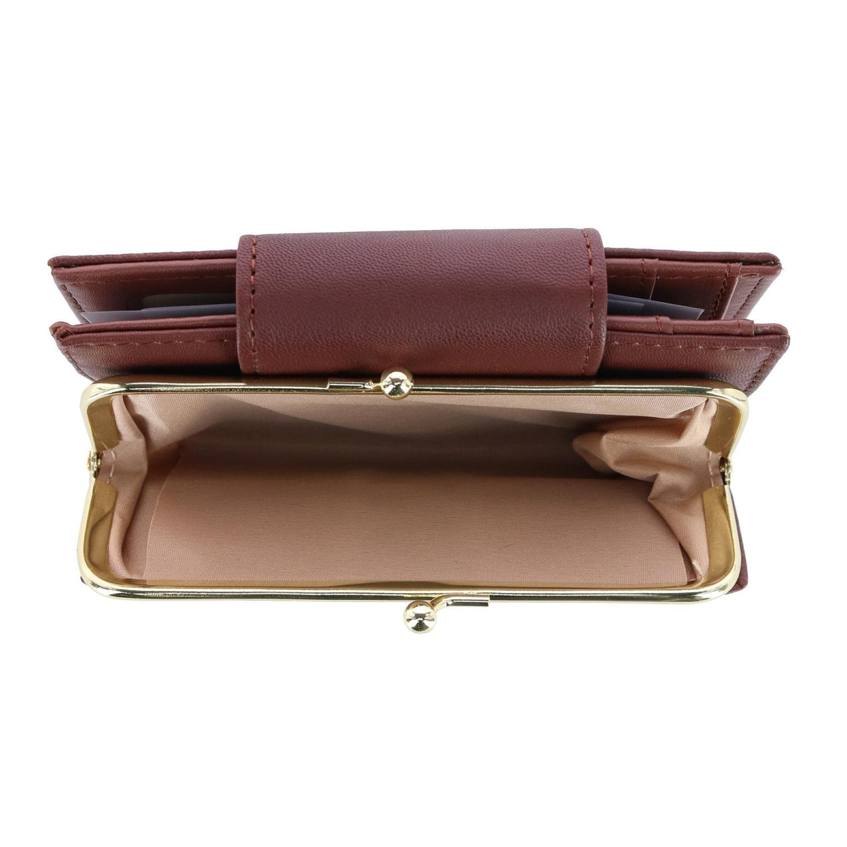 Buxton Women's Leather Attache Clutch Cardex Wallet and Coin Purse - Brown