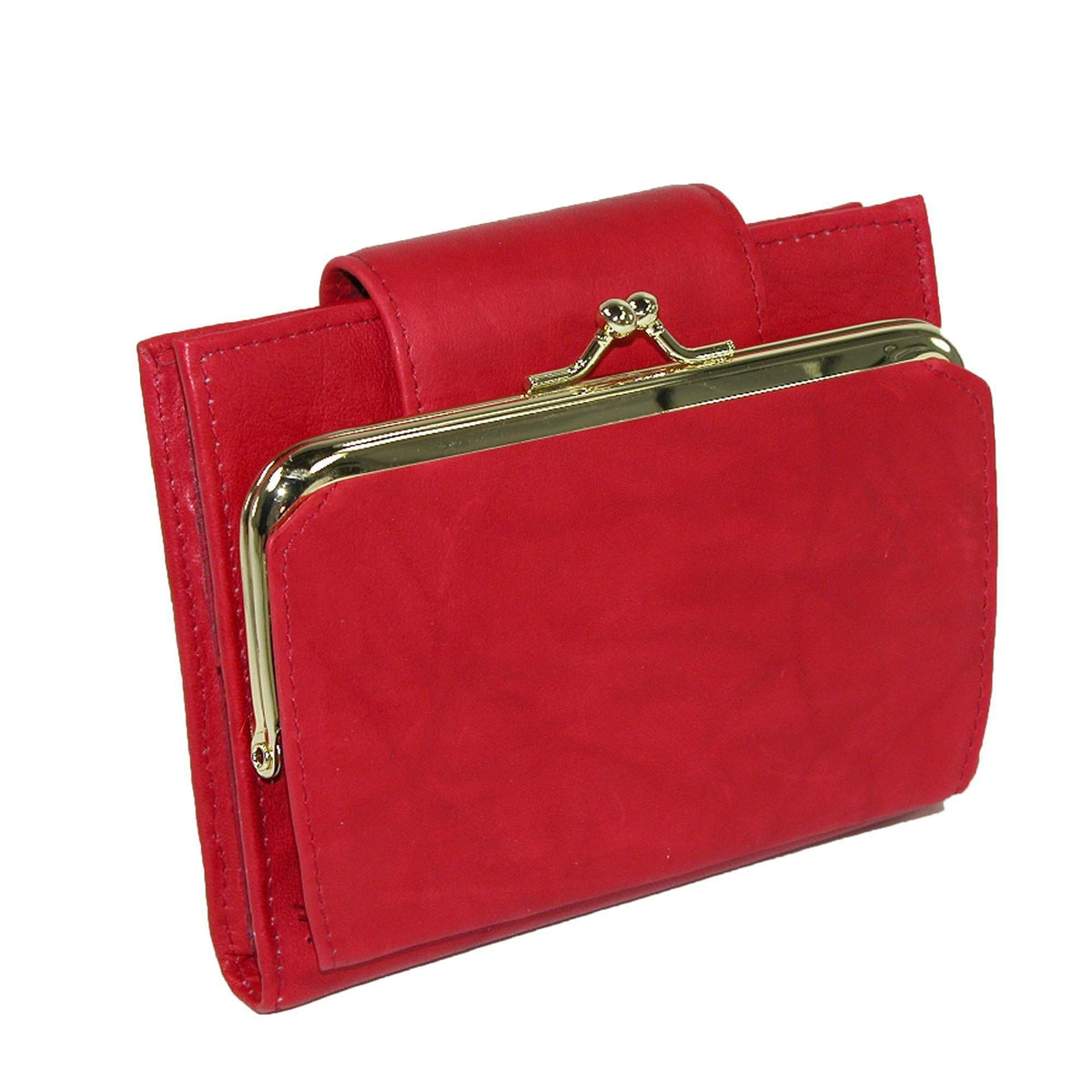 Buxton Women's Leather Attache Clutch Cardex Wallet and Coin Purse - Red