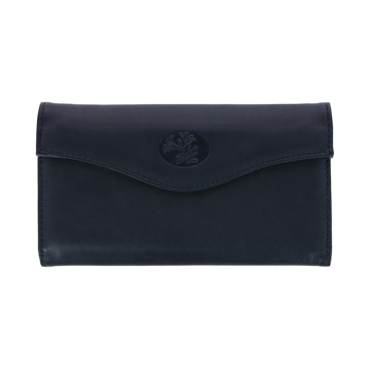 Buxton Women's Leather Long Bifold Organizer Wallet with Floral Emboss