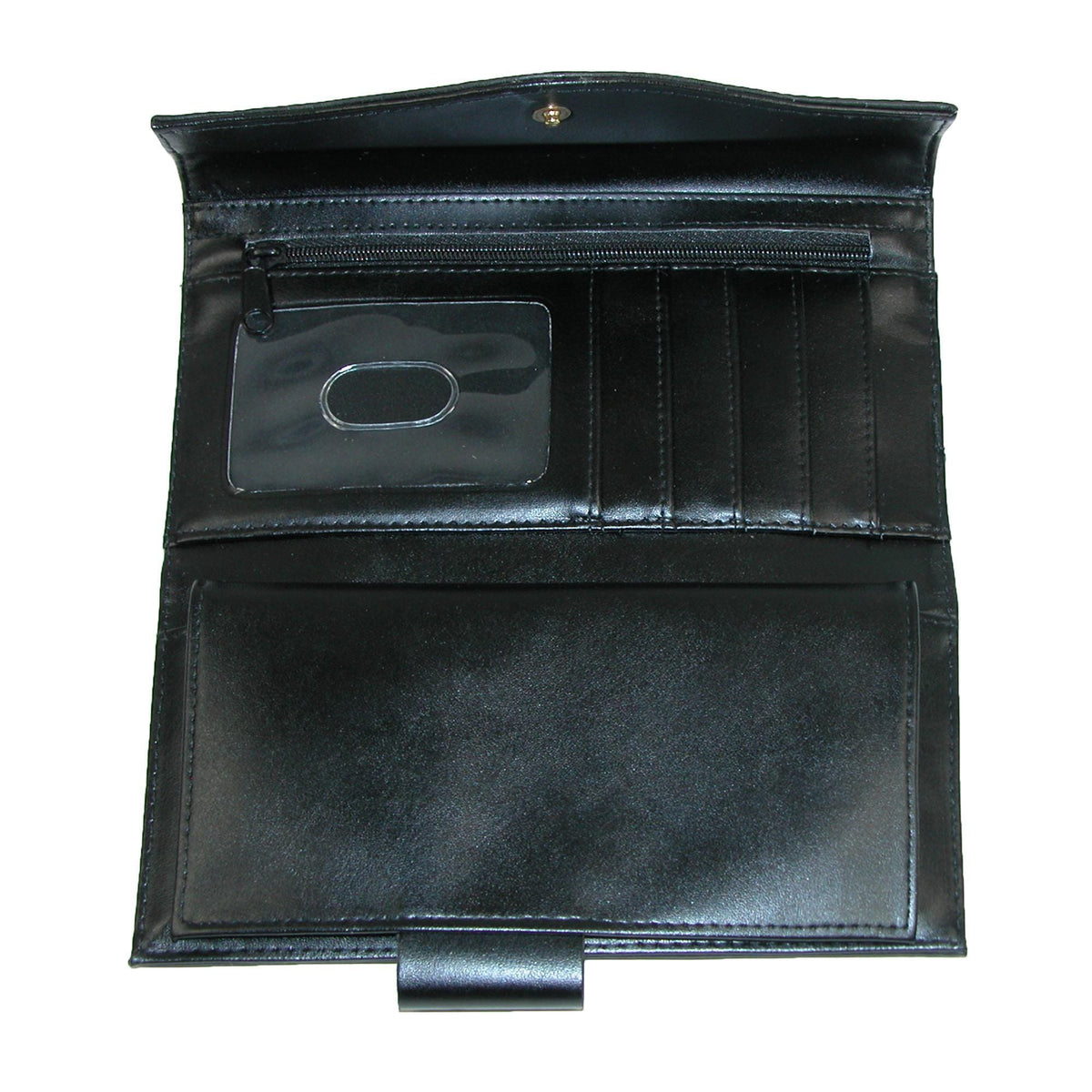 Buxton Women's Leather Long Bifold Organizer Wallet with Floral Emboss - Black