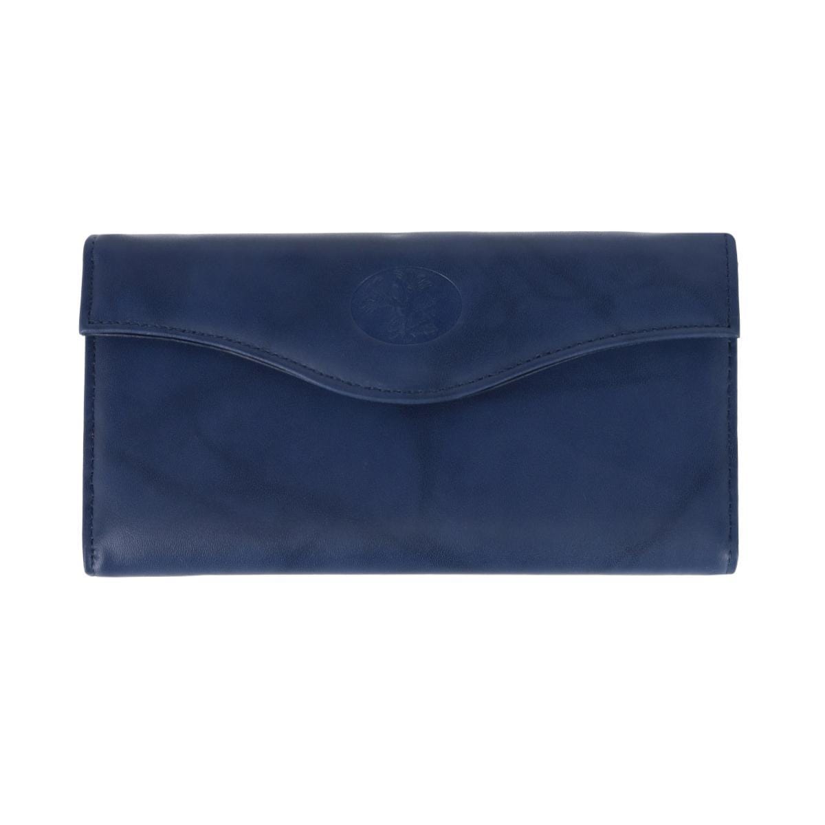 Buxton Women's Leather Long Bifold Organizer Wallet with Floral Emboss - Navy