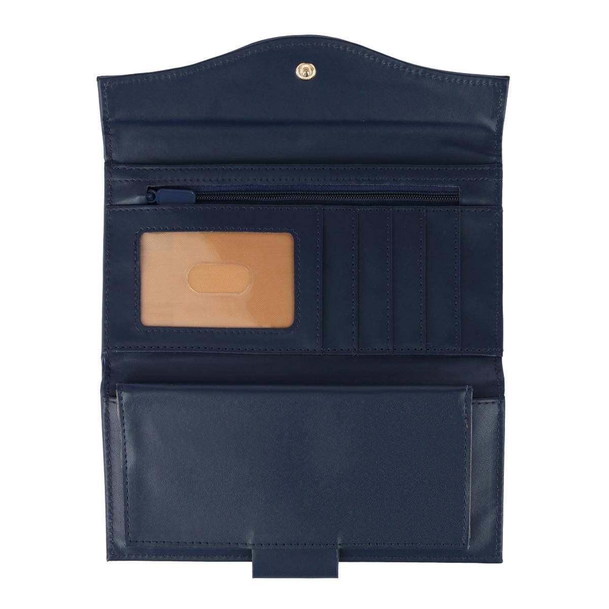 Buxton Women's Leather Long Bifold Organizer Wallet with Floral Emboss - Navy