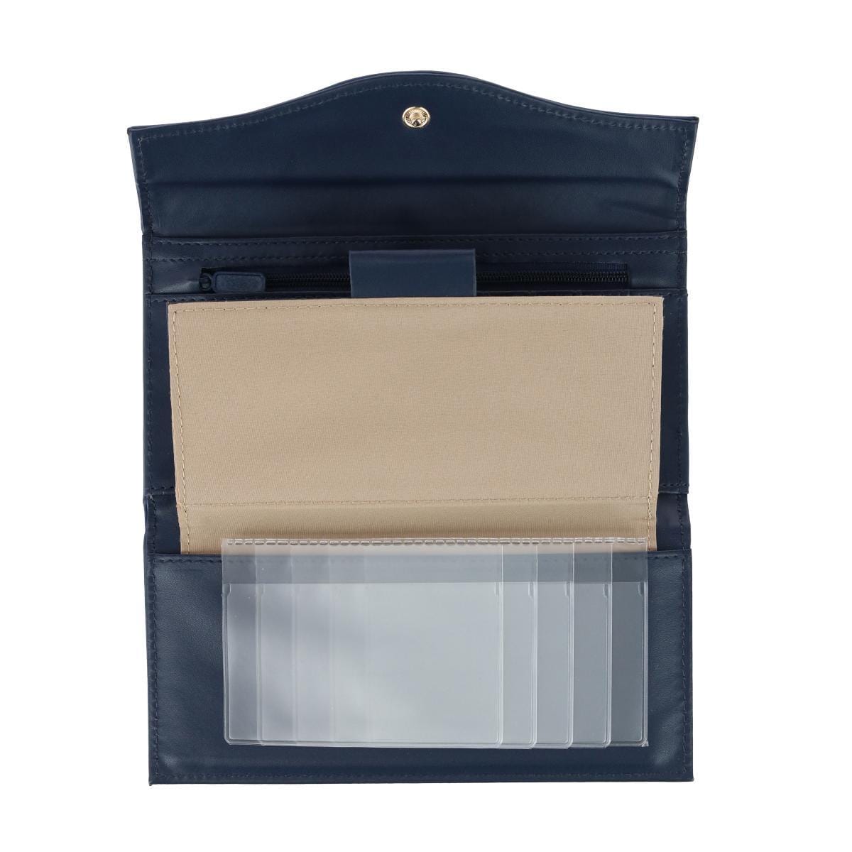 Buxton Women's Leather Long Bifold Organizer Wallet with Floral Emboss - Navy