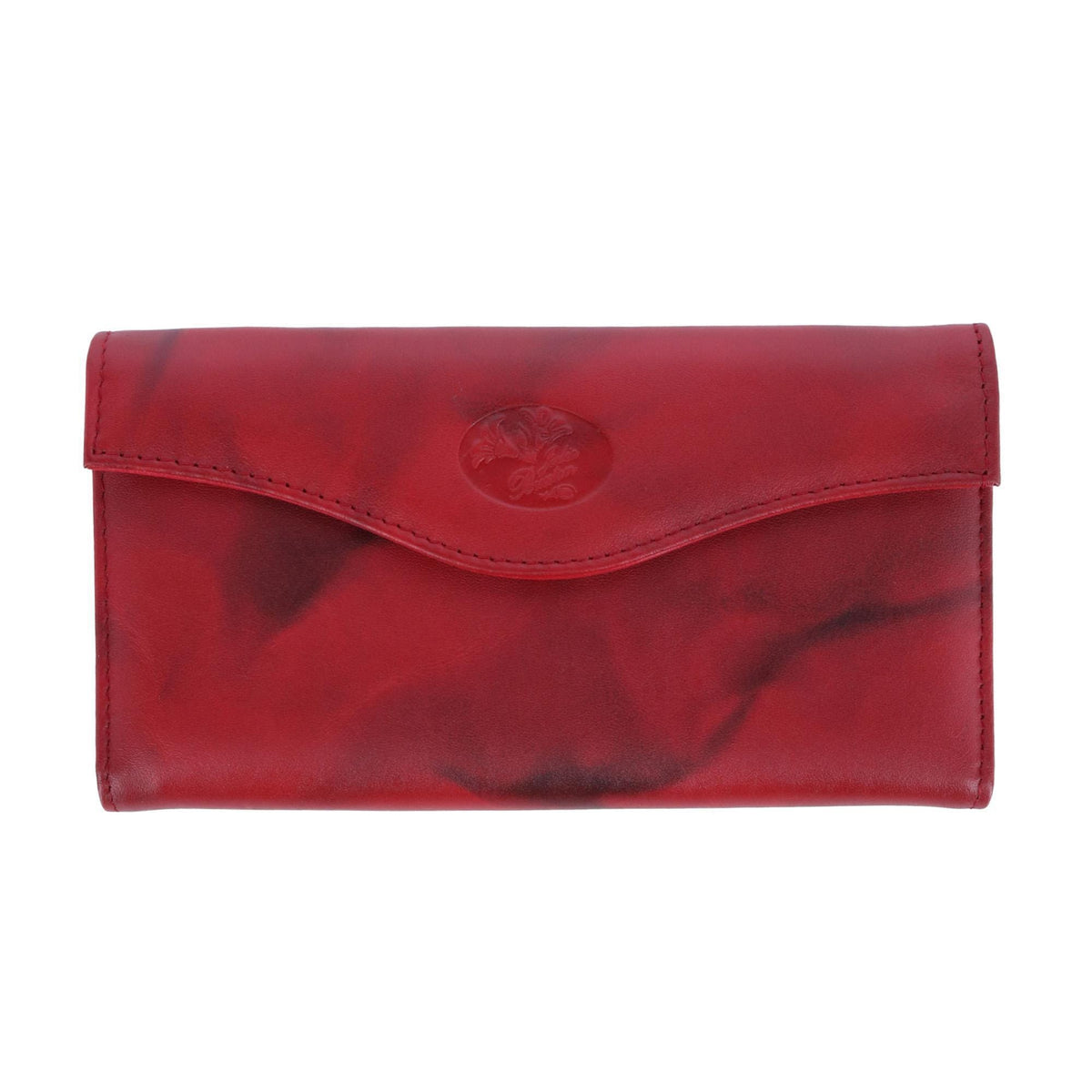 Buxton Women's Leather Long Bifold Organizer Wallet with Floral Emboss