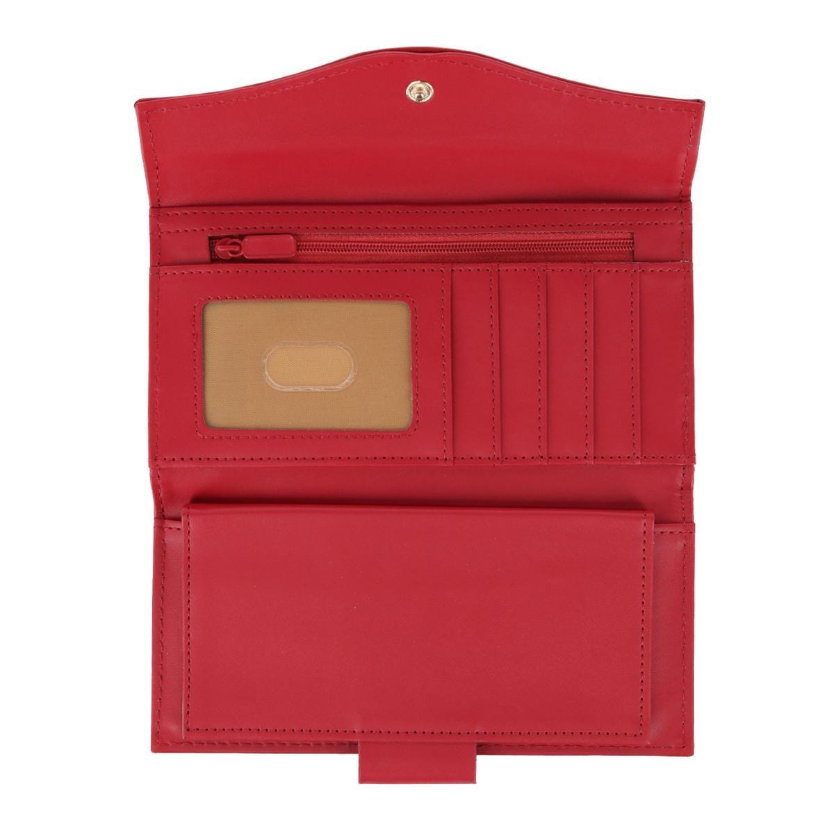 Buxton Women's Leather Long Bifold Organizer Wallet with Floral Emboss - Red
