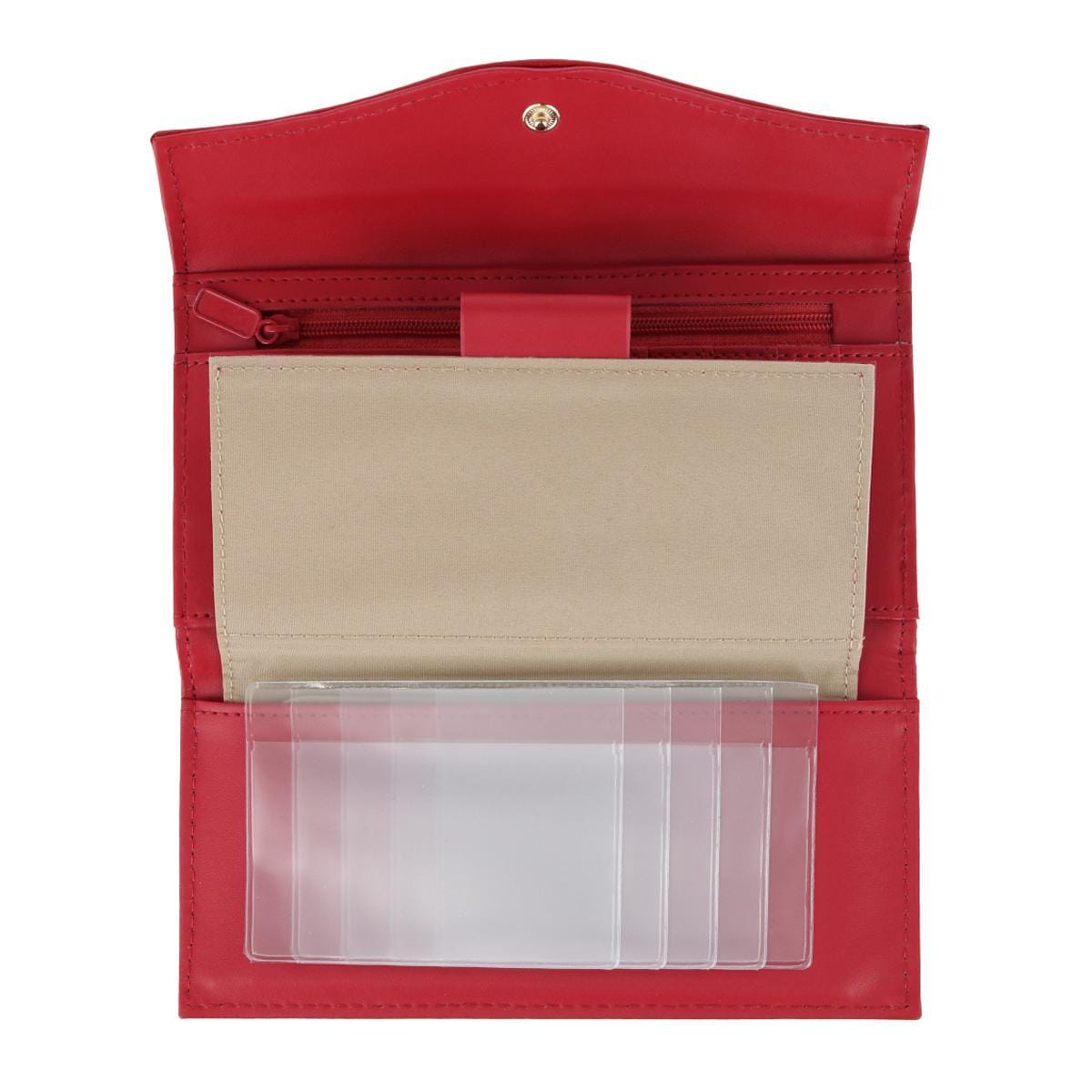 Buxton Women's Leather Long Bifold Organizer Wallet with Floral Emboss - Red