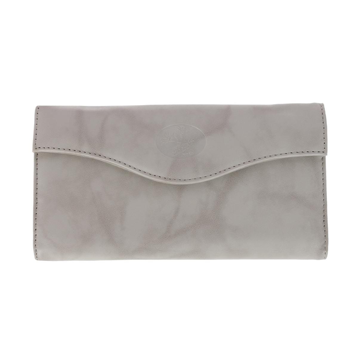 Women's Leather Long Bifold Organizer Wallet with Floral Emboss