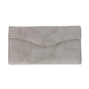 Women's Leather Long Bifold Organizer Wallet with Floral Emboss