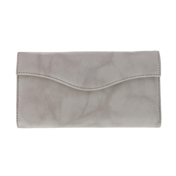 Women's Leather Long Bifold Organizer Wallet with Floral Emboss