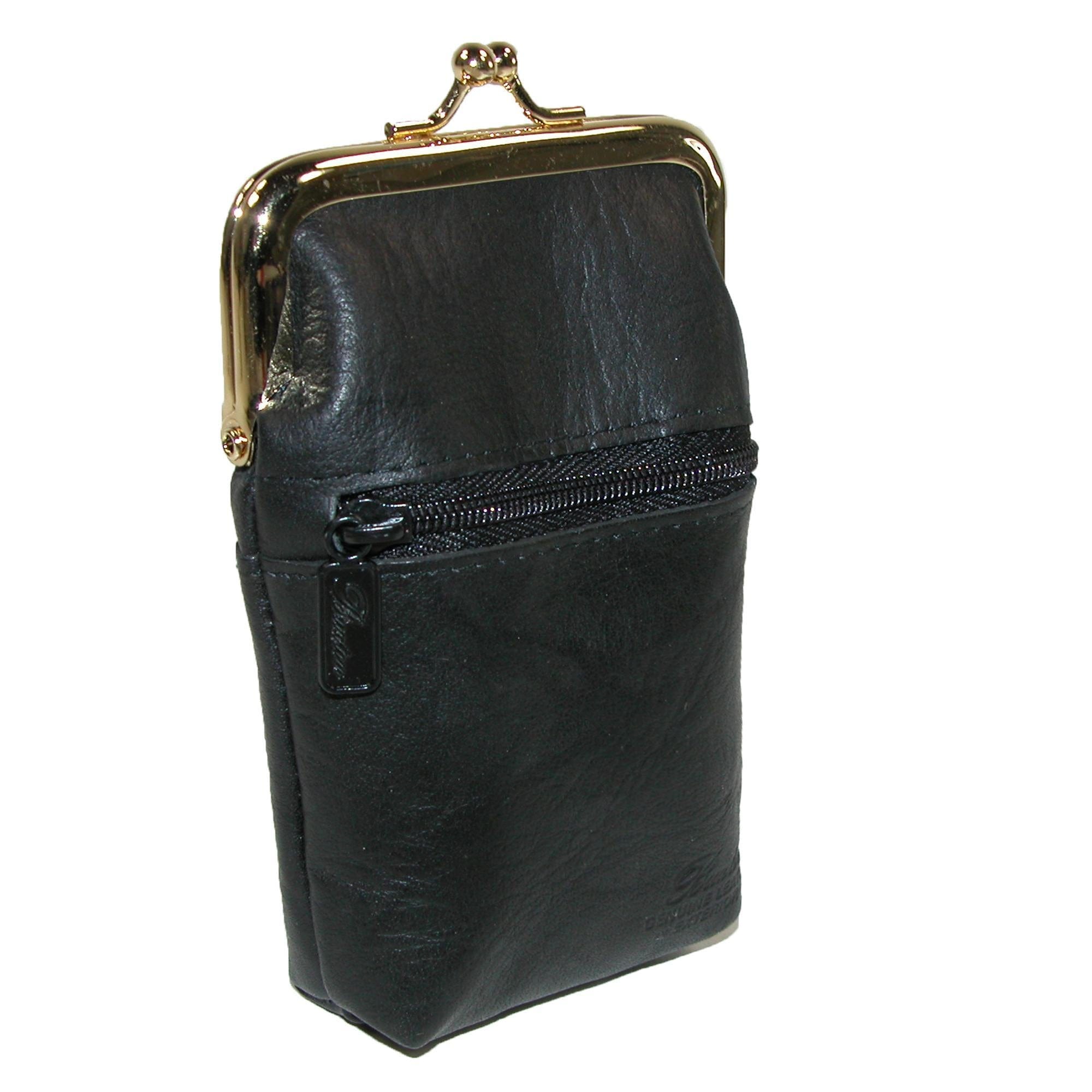 Women's Leather Framed Cigarette Case Wallet with Floral Emboss by