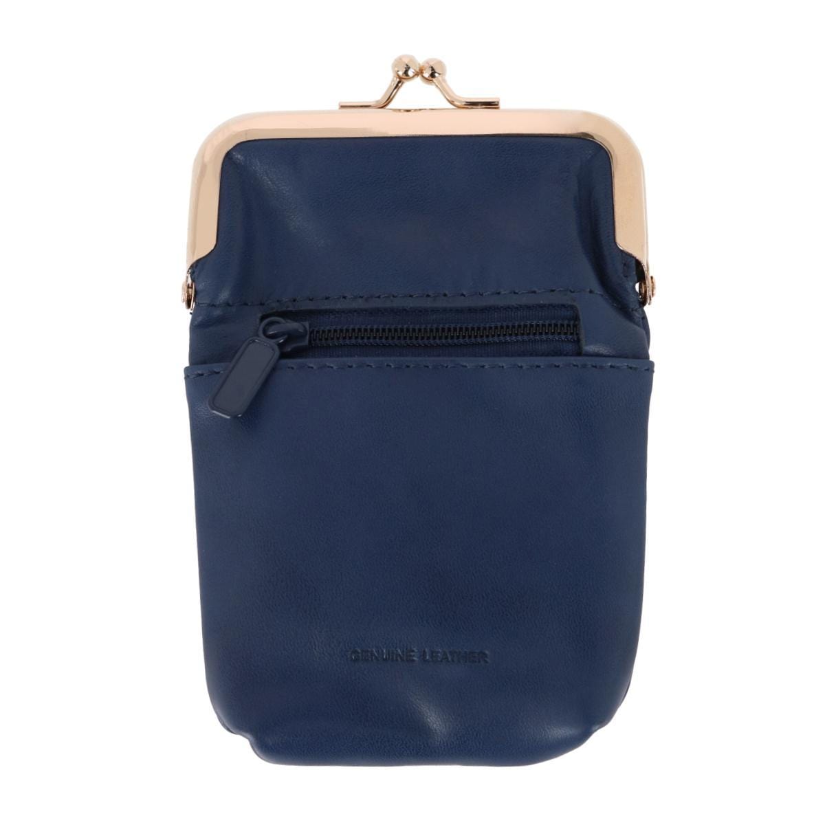 Buxton Women's Leather Framed Cigarette Case Wallet with Floral Emboss - Navy Blue