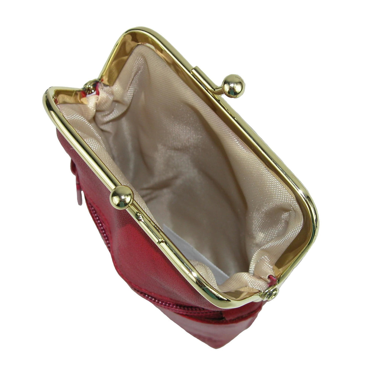Buxton Women's Leather Framed Cigarette Case Wallet with Floral Emboss - Red
