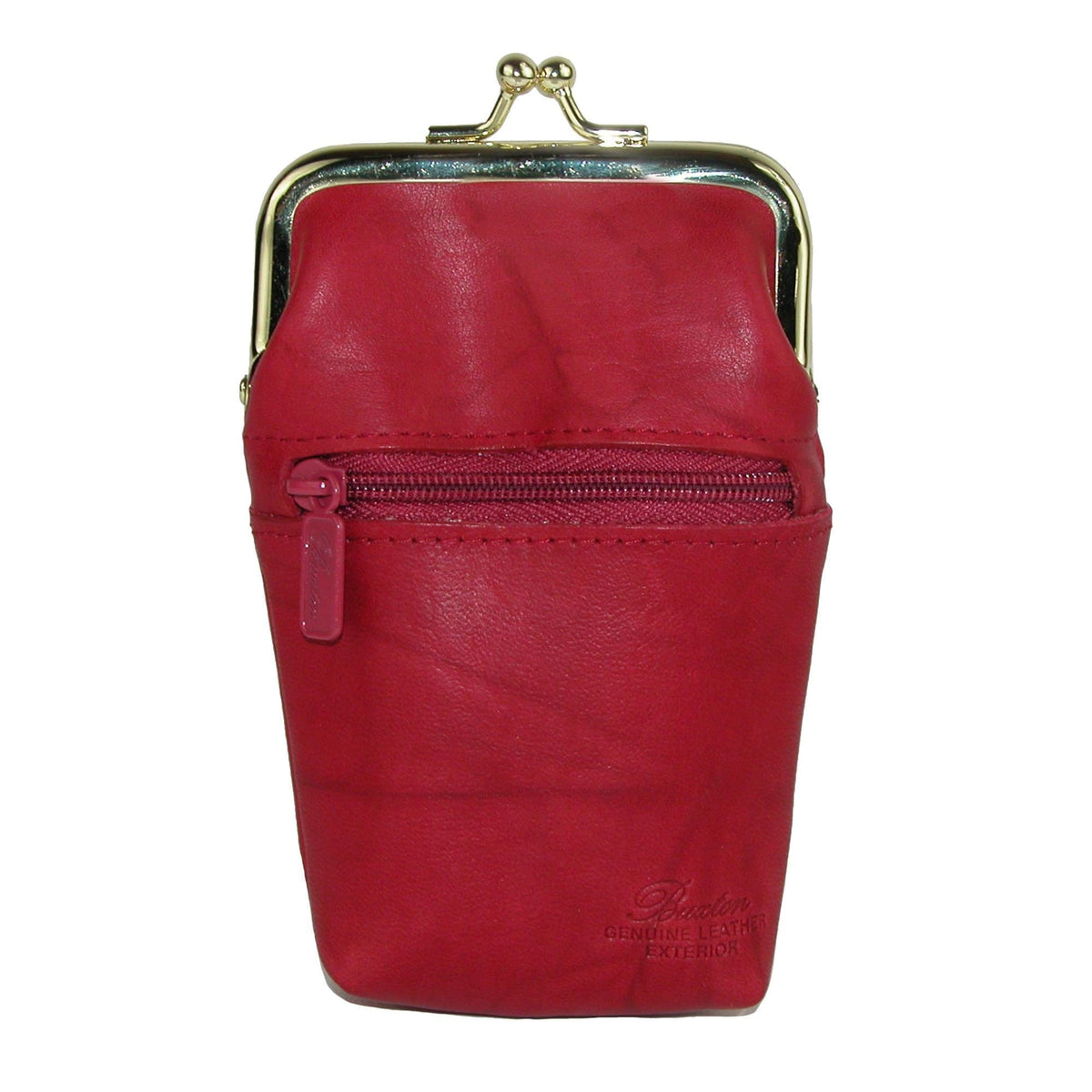 Buxton Women's Leather Framed Cigarette Case Wallet with Floral Emboss - Red