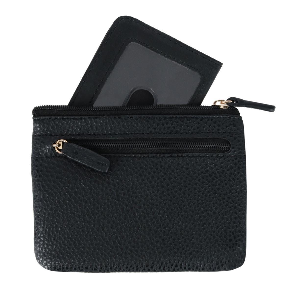 Buxton Women's Colorful Designer Premium Faux Leather Large ID Coin Case - Black