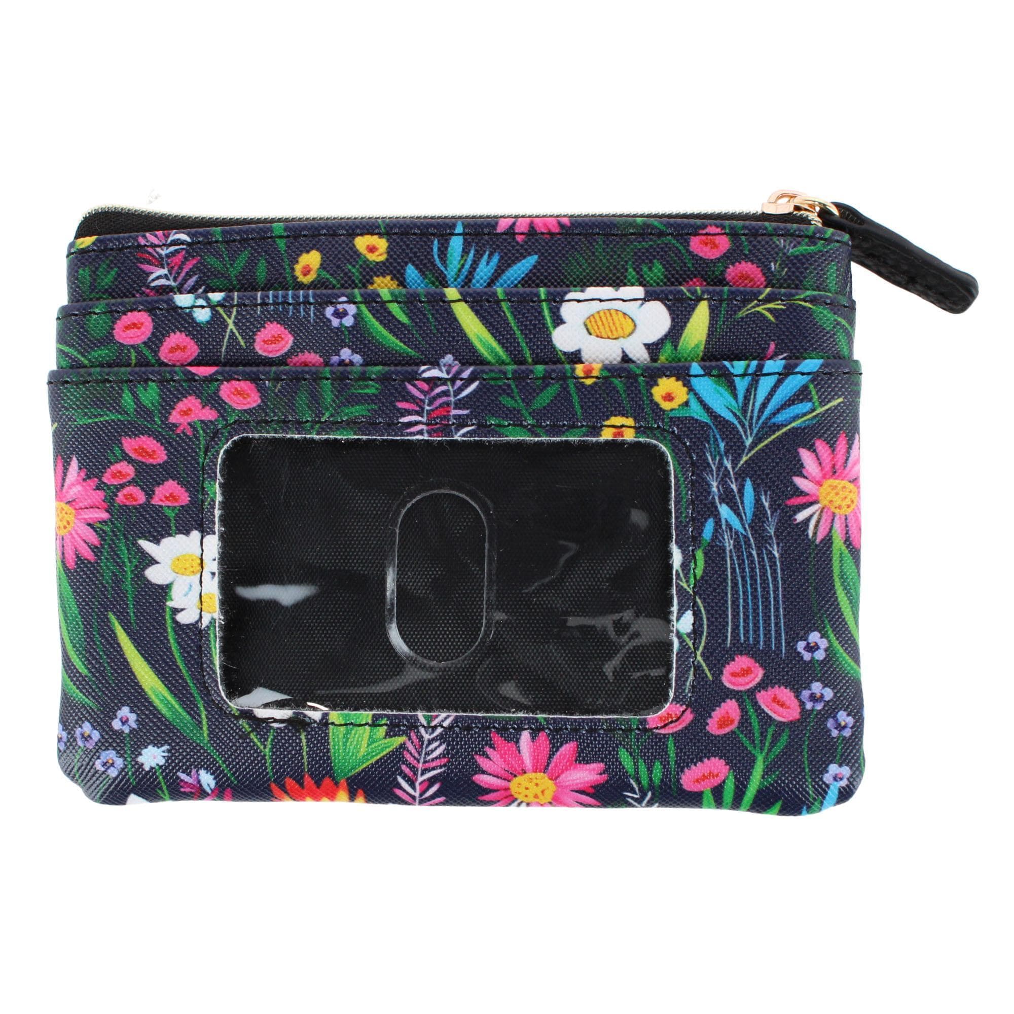 Buxton Women's Colorful Designer Premium Faux Leather Large ID Coin Case - Fragrant Floral