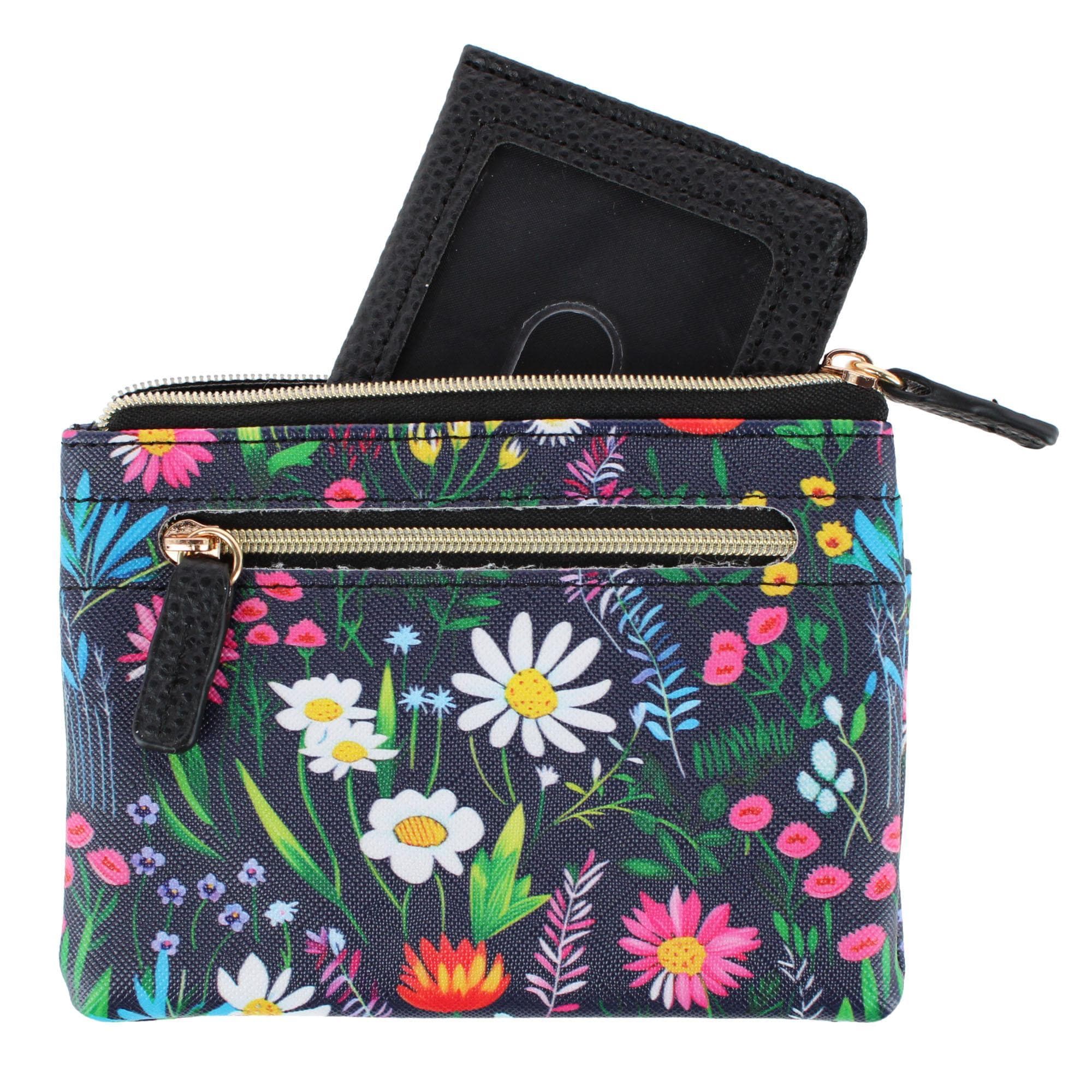 Buxton Women's Colorful Designer Premium Faux Leather Large ID Coin Case - Fragrant Floral