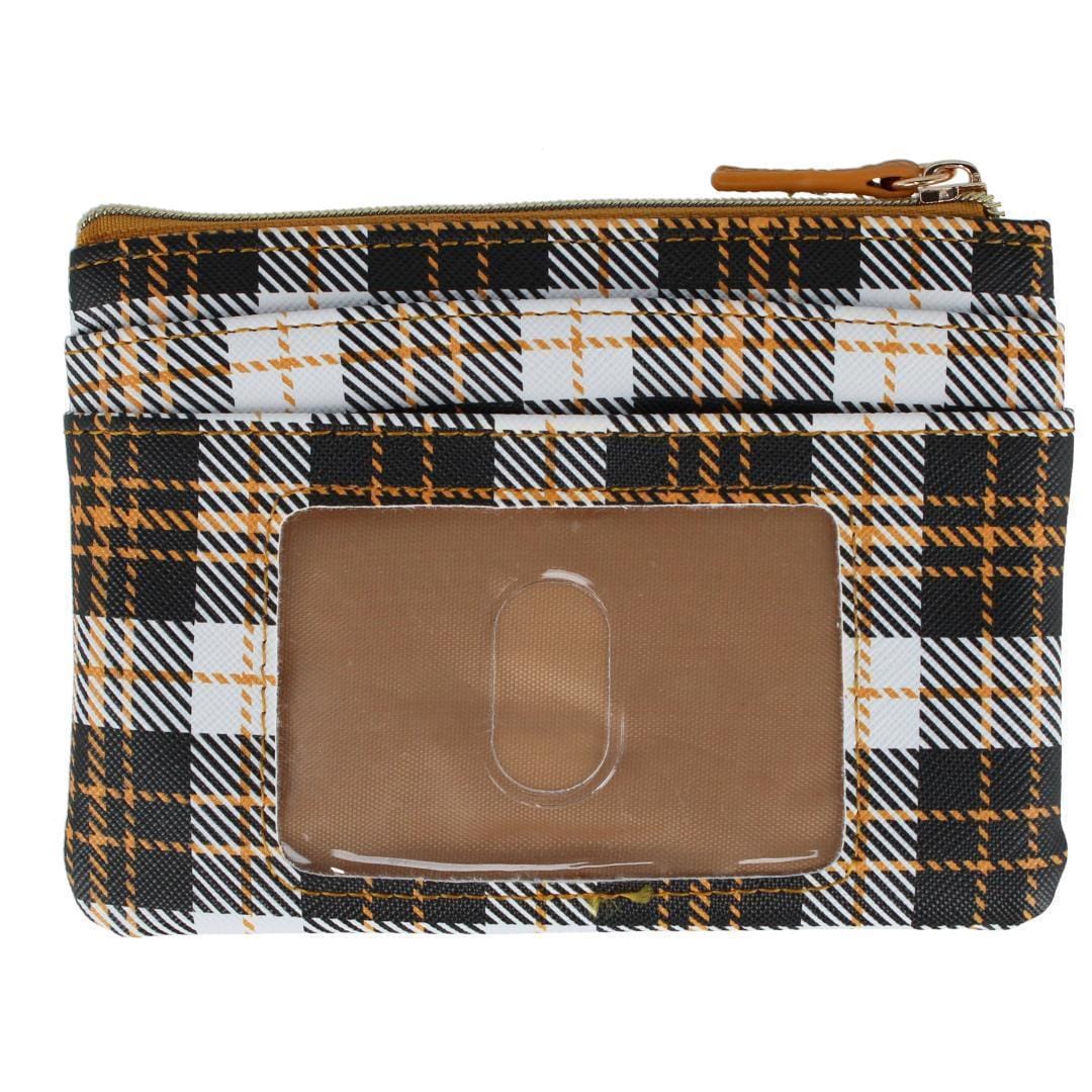 Buxton Women's Colorful Designer Premium Faux Leather Large ID Coin Case - Golden Buffalo Plaid