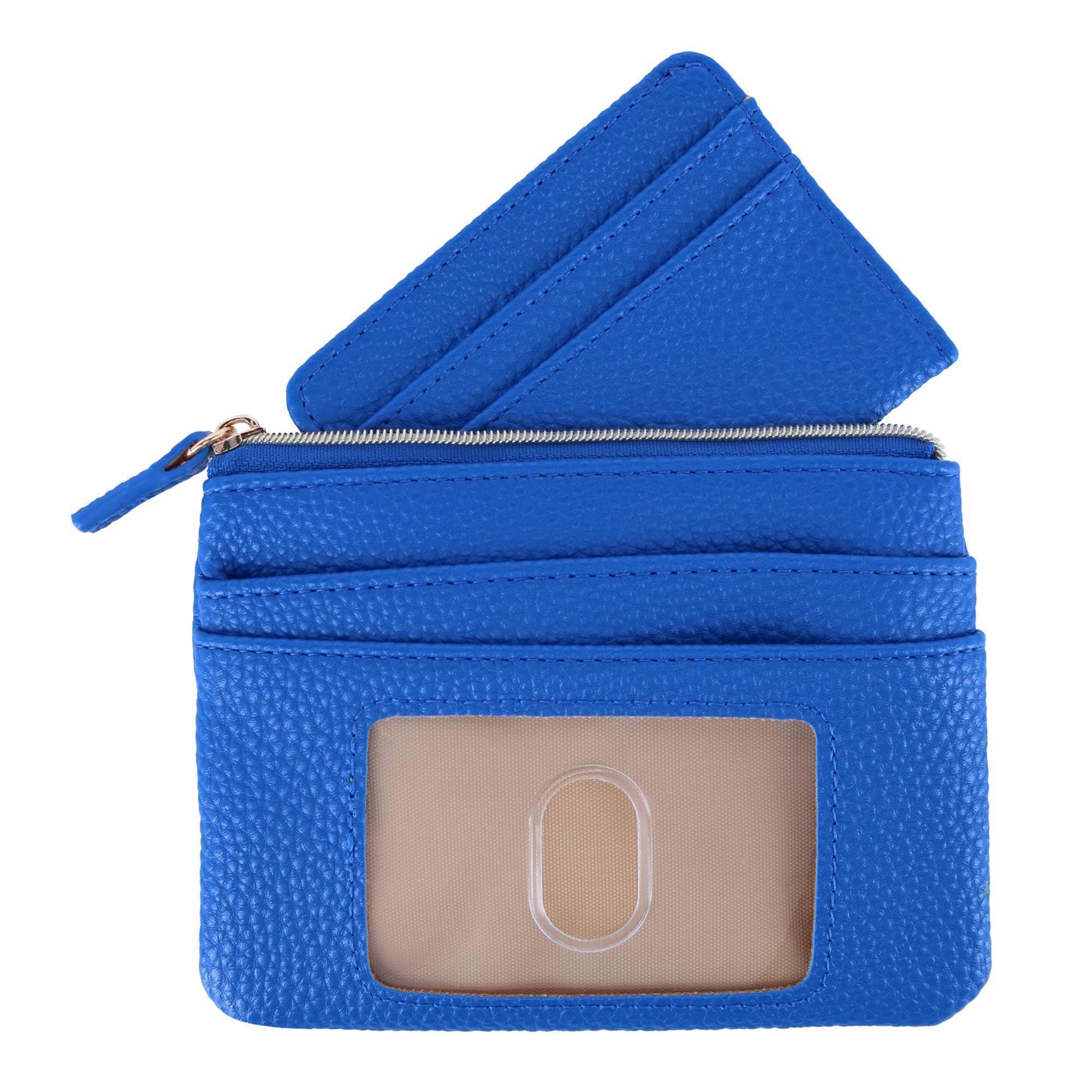 Buxton Women's Colorful Designer Premium Faux Leather Large ID Coin Case - Lagoon Blue