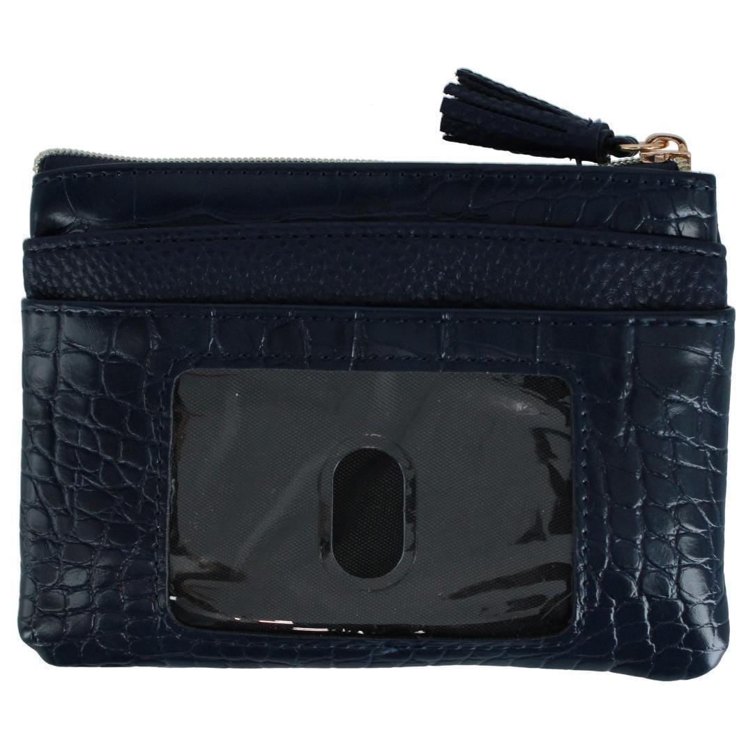 Buxton Women's Colorful Designer Premium Faux Leather Large ID Coin Case - Navy Croco