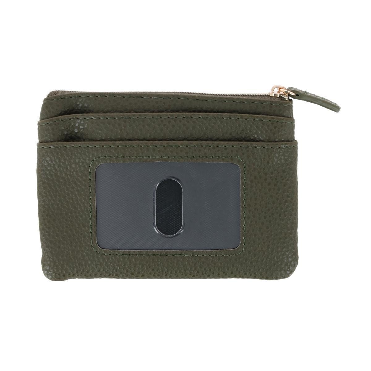 Buxton Women's Colorful Designer Premium Faux Leather Large ID Coin Case - Olive Green