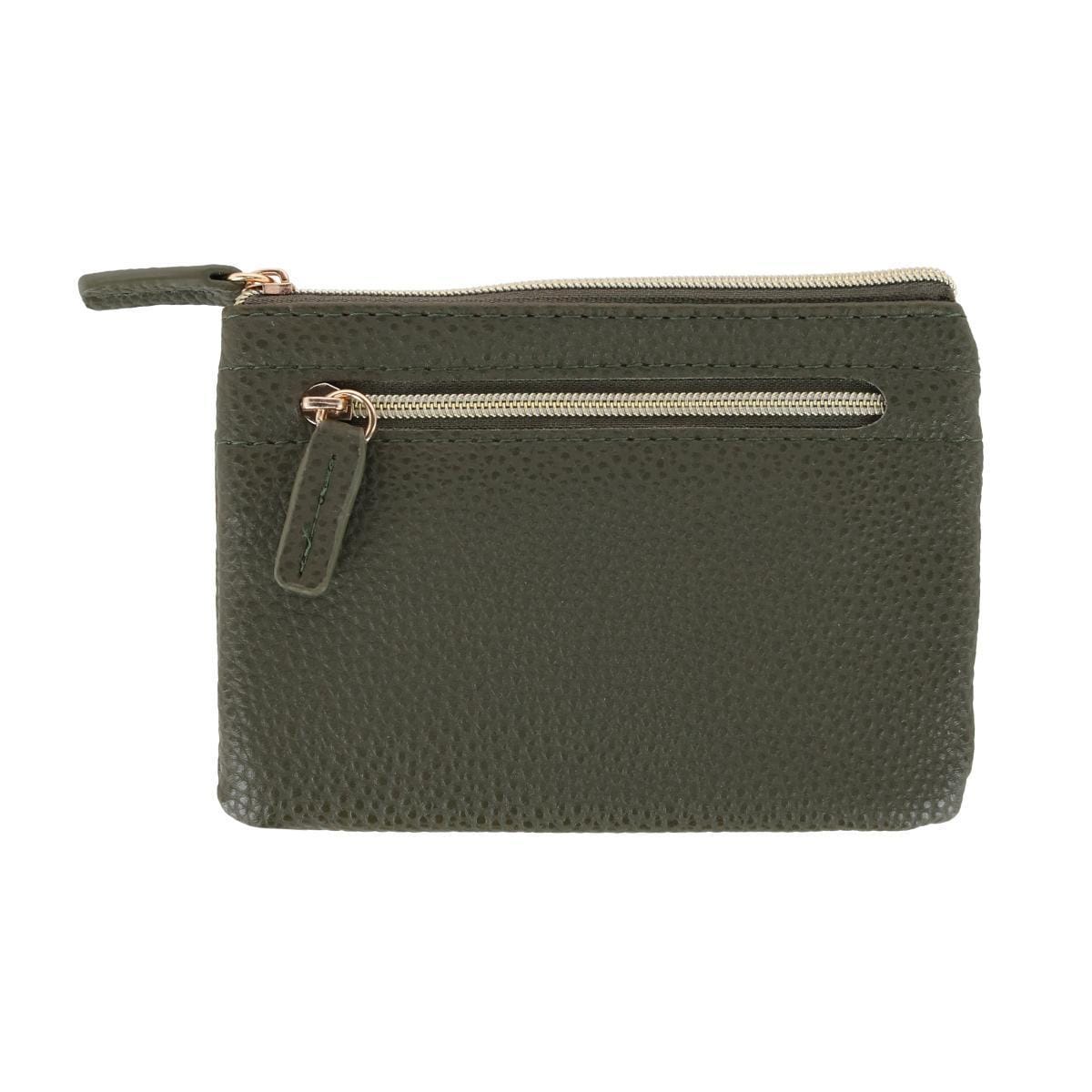 Buxton Women's Colorful Designer Premium Faux Leather Large ID Coin Case - Olive Green