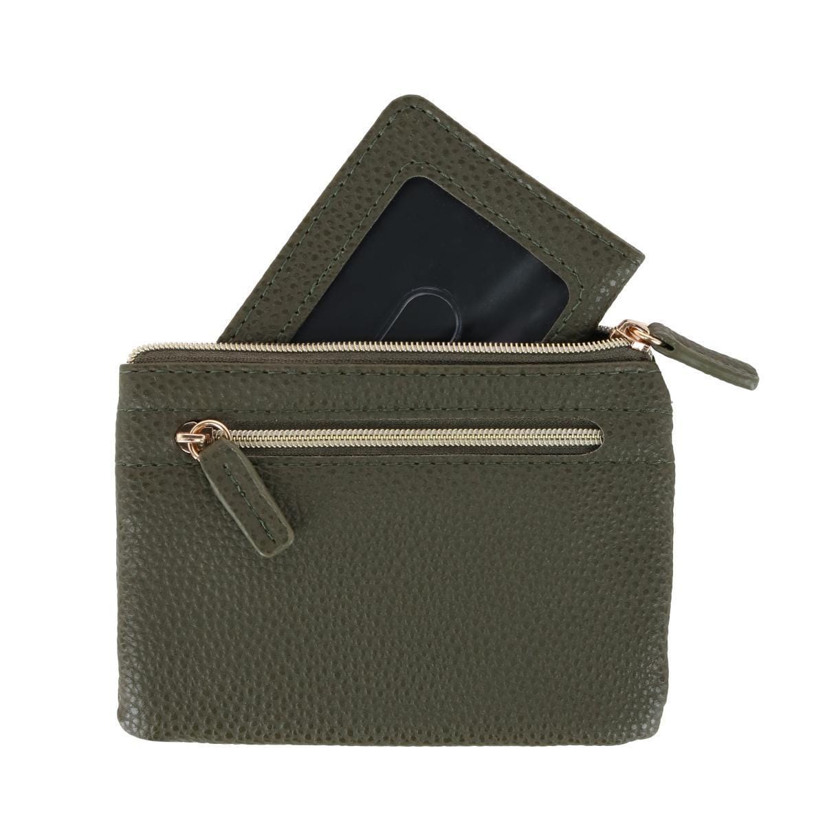 Buxton Women's Colorful Designer Premium Faux Leather Large ID Coin Case - Olive Green