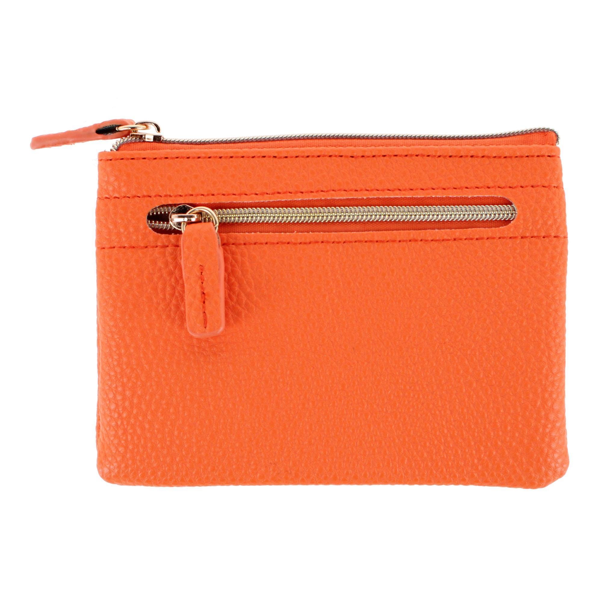 Buxton Women's Colorful Designer Premium Faux Leather Large ID Coin Case - Exuberance Orange