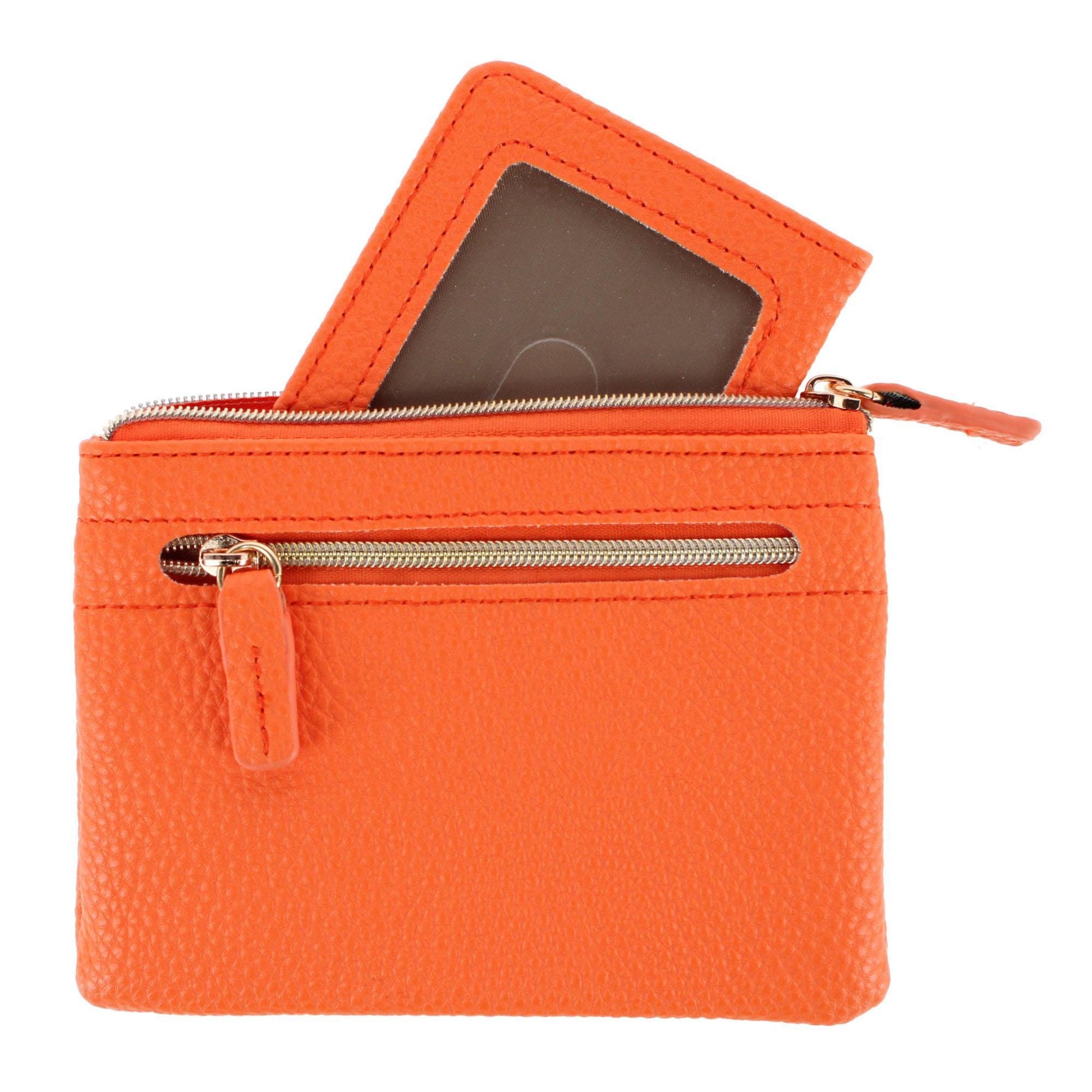 Buxton Women's Colorful Designer Premium Faux Leather Large ID Coin Case - Exuberance Orange