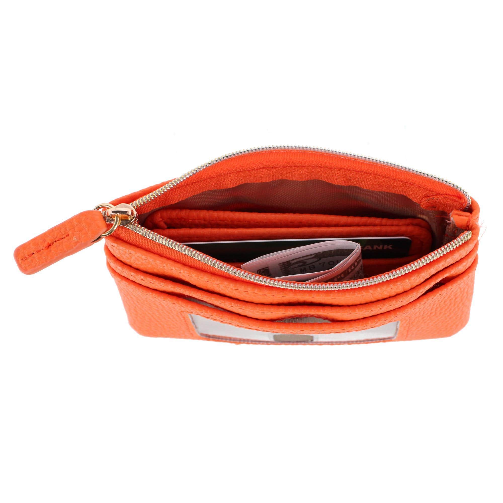 Buxton Women's Colorful Designer Premium Faux Leather Large ID Coin Case - Exuberance Orange