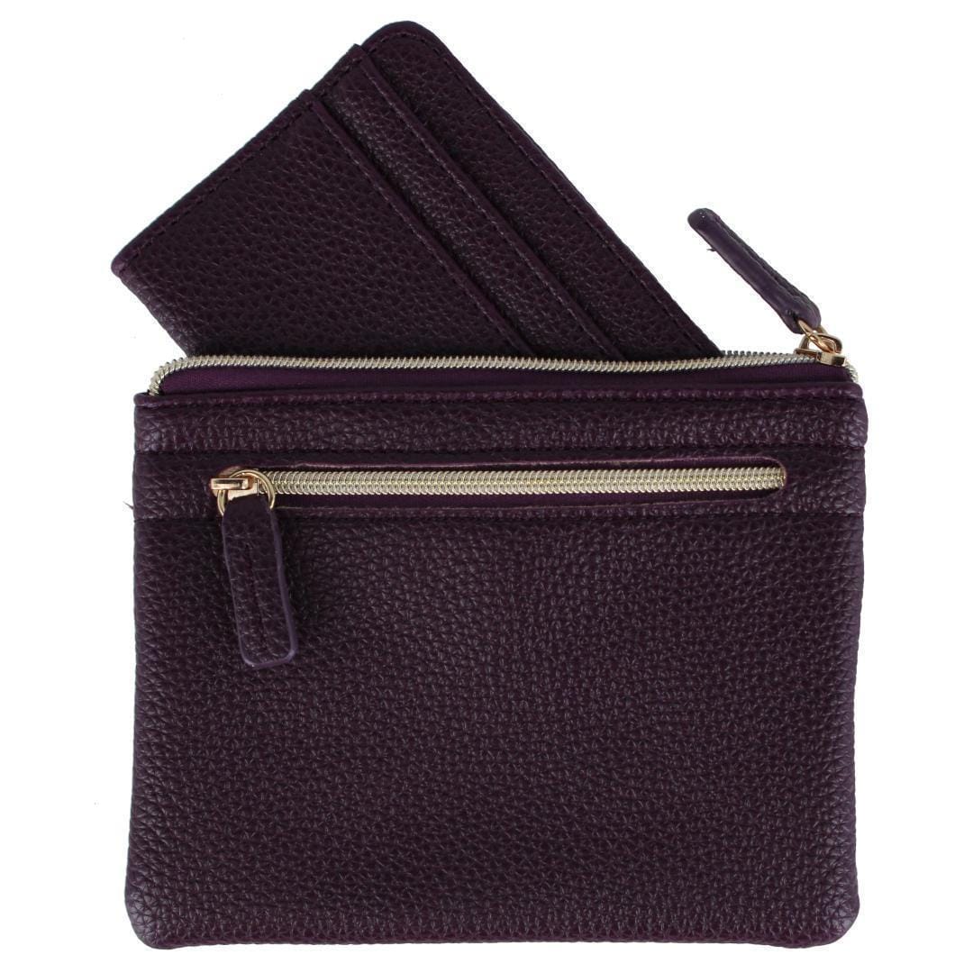 Buxton Women's Colorful Designer Premium Faux Leather Large ID Coin Case - Plum