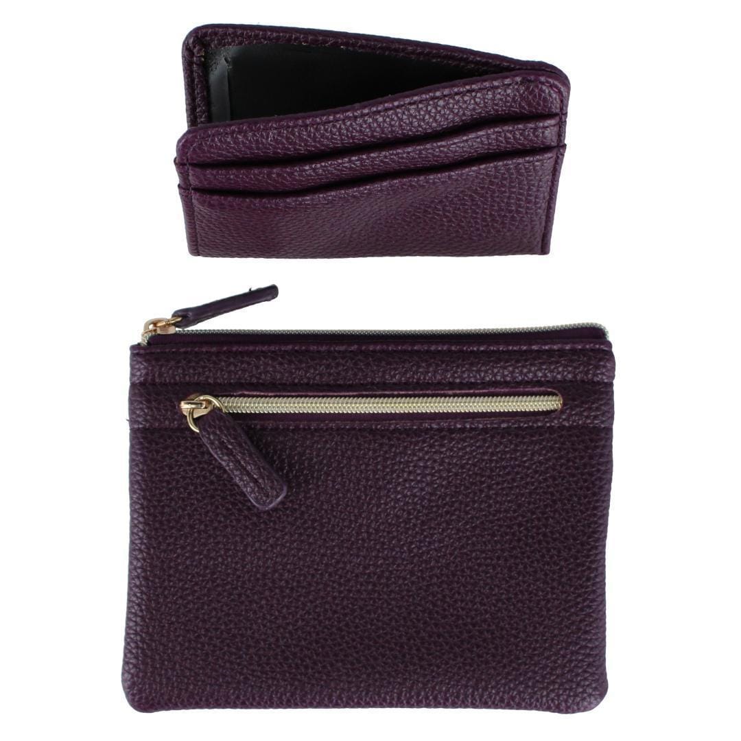 Buxton Women's Colorful Designer Premium Faux Leather Large ID Coin Case - Plum