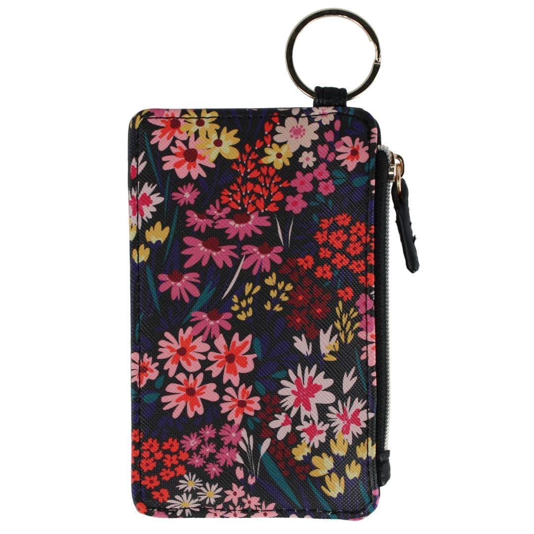 Julia Buxton Women's Vegan Leather Everywhere Lanyard ID Wallet - Black Floral