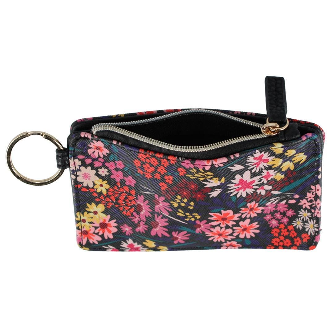 Julia Buxton Women's Vegan Leather Everywhere Lanyard ID Wallet - Black Floral