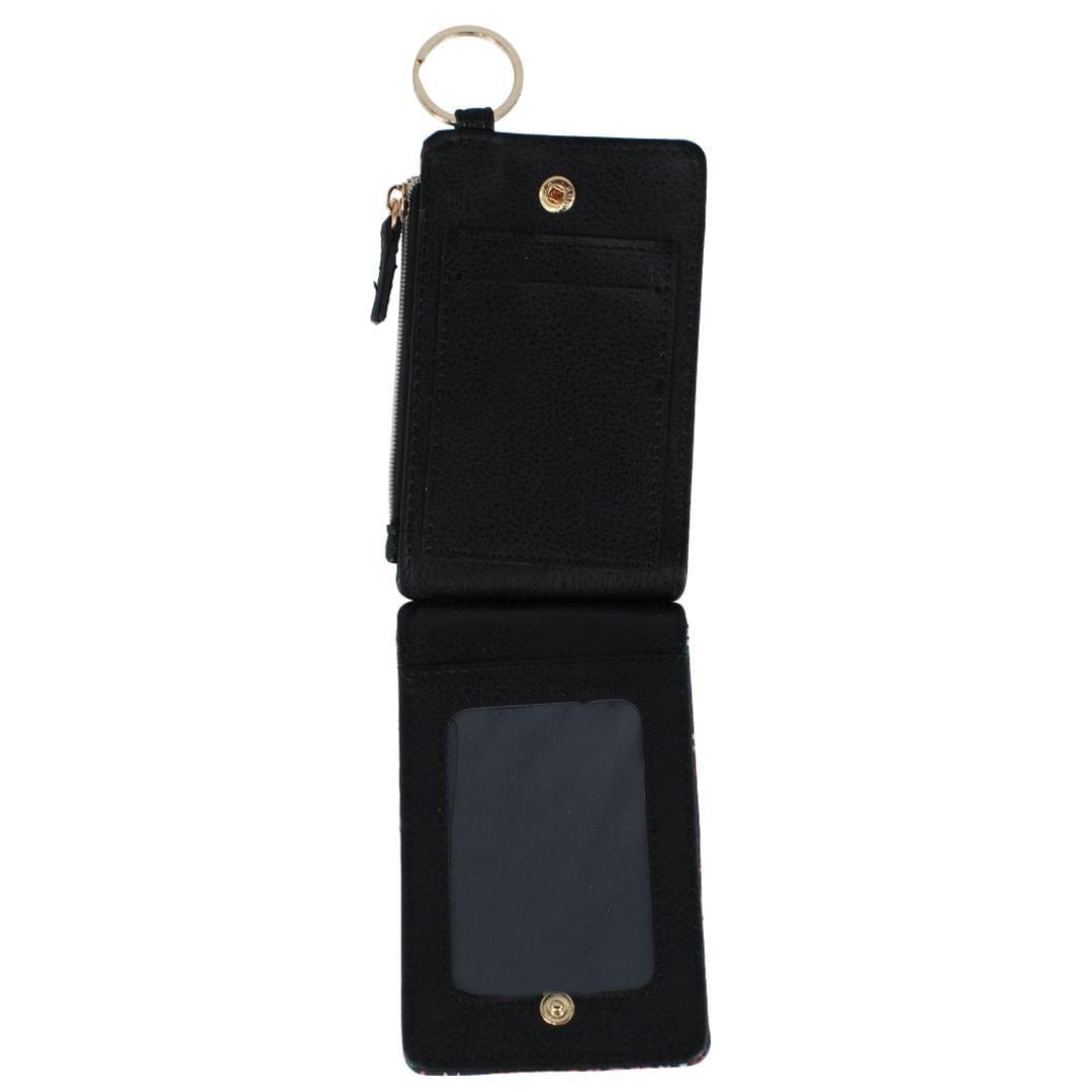 Julia Buxton Women's Vegan Leather Everywhere Lanyard ID Wallet - Black Floral