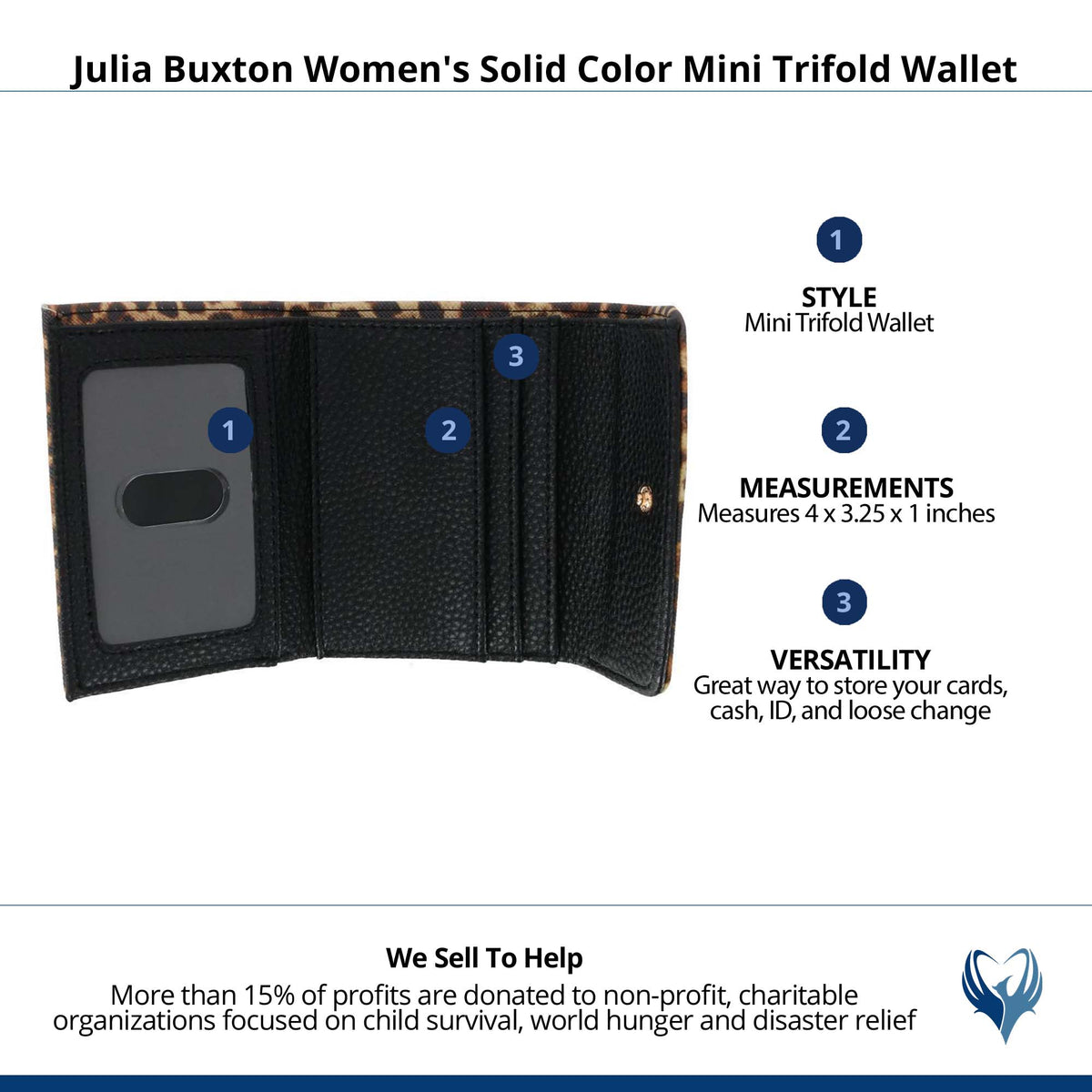 Julia Buxton Women's Stylish and Colorful Mini Trifold Wallet - Leopard
