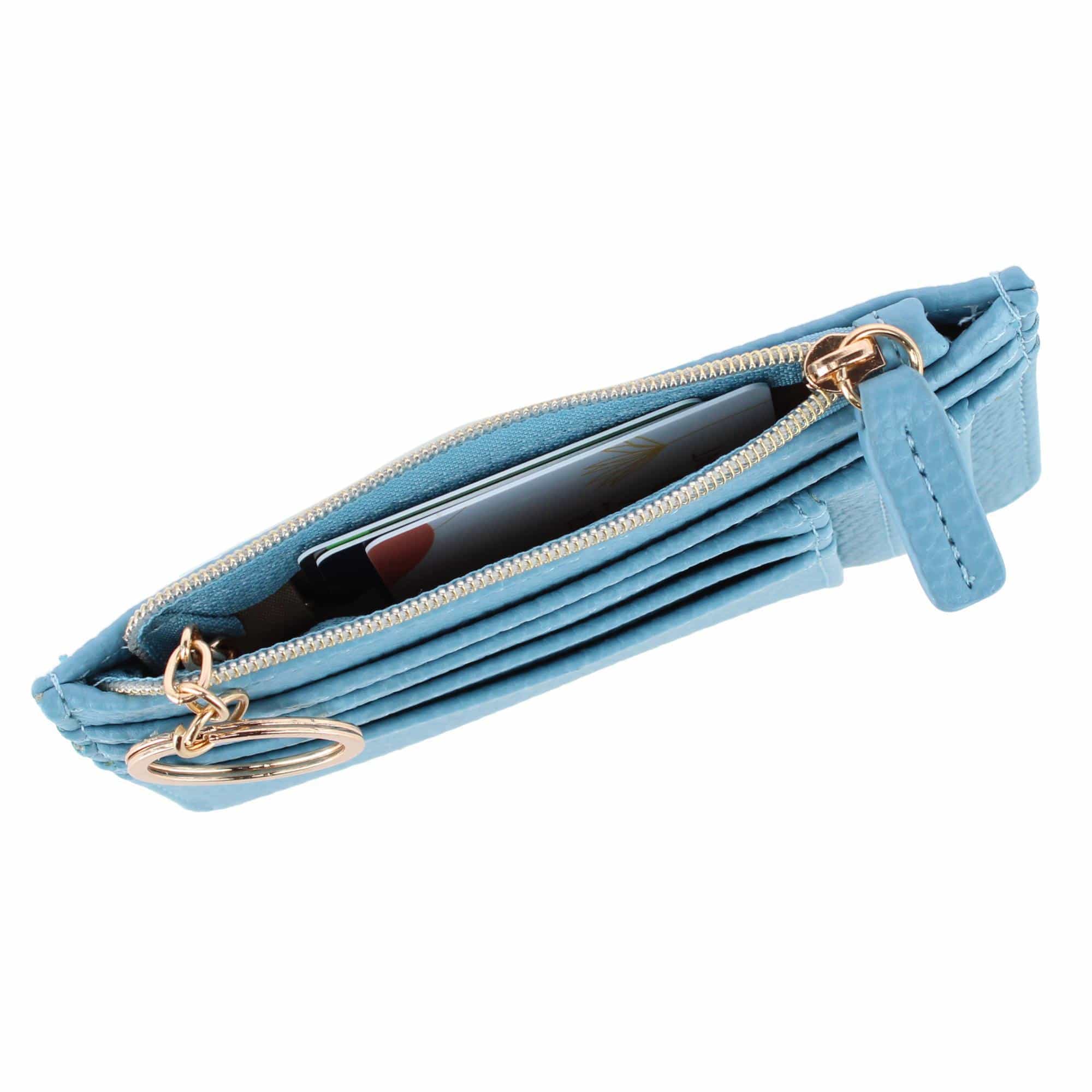 Julia Buxton Women's Colorful Premium Faux Leather Slot Coin Case Purse - Bonnie Blue