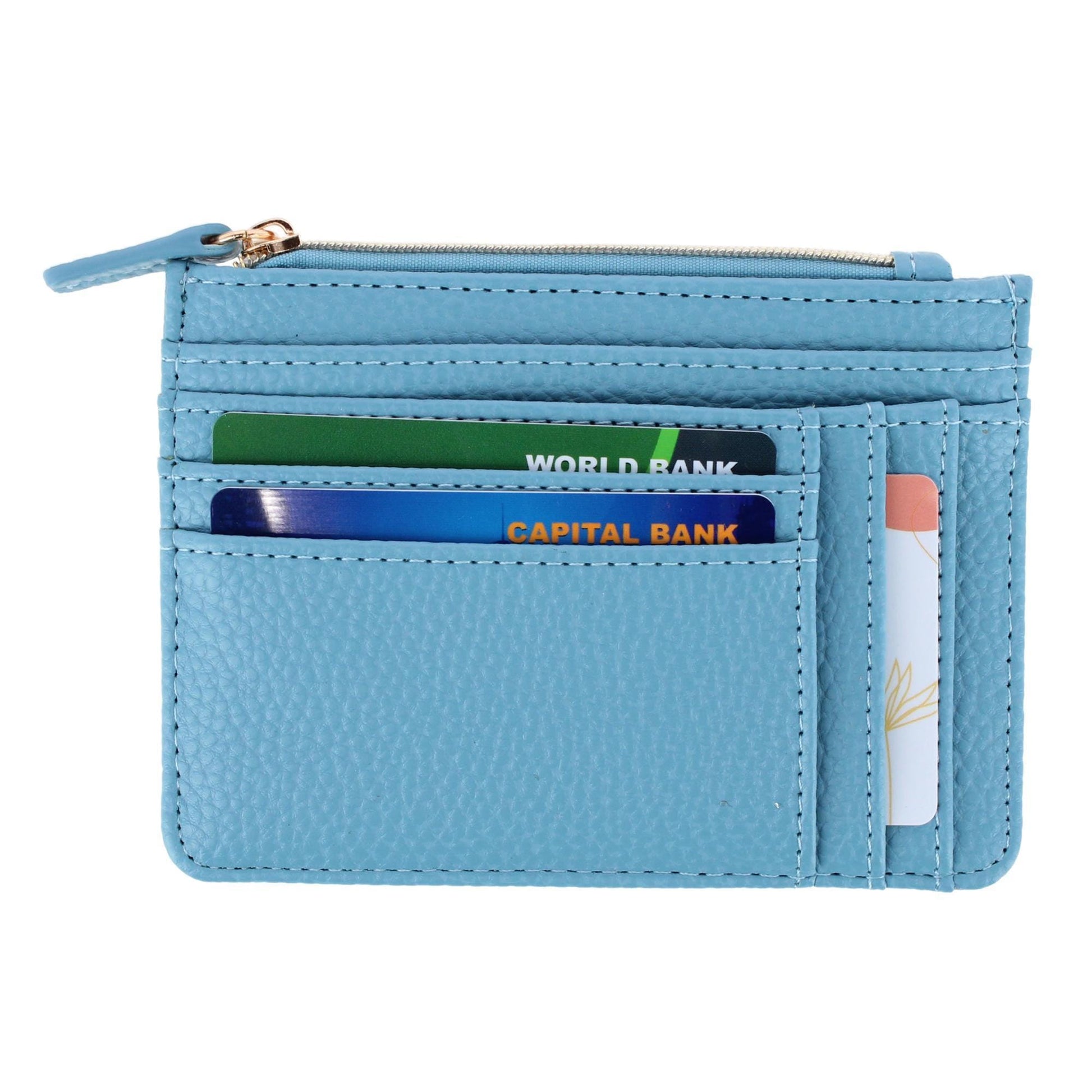 Julia Buxton Women's Colorful Premium Faux Leather Slot Coin Case Purse - Bonnie Blue